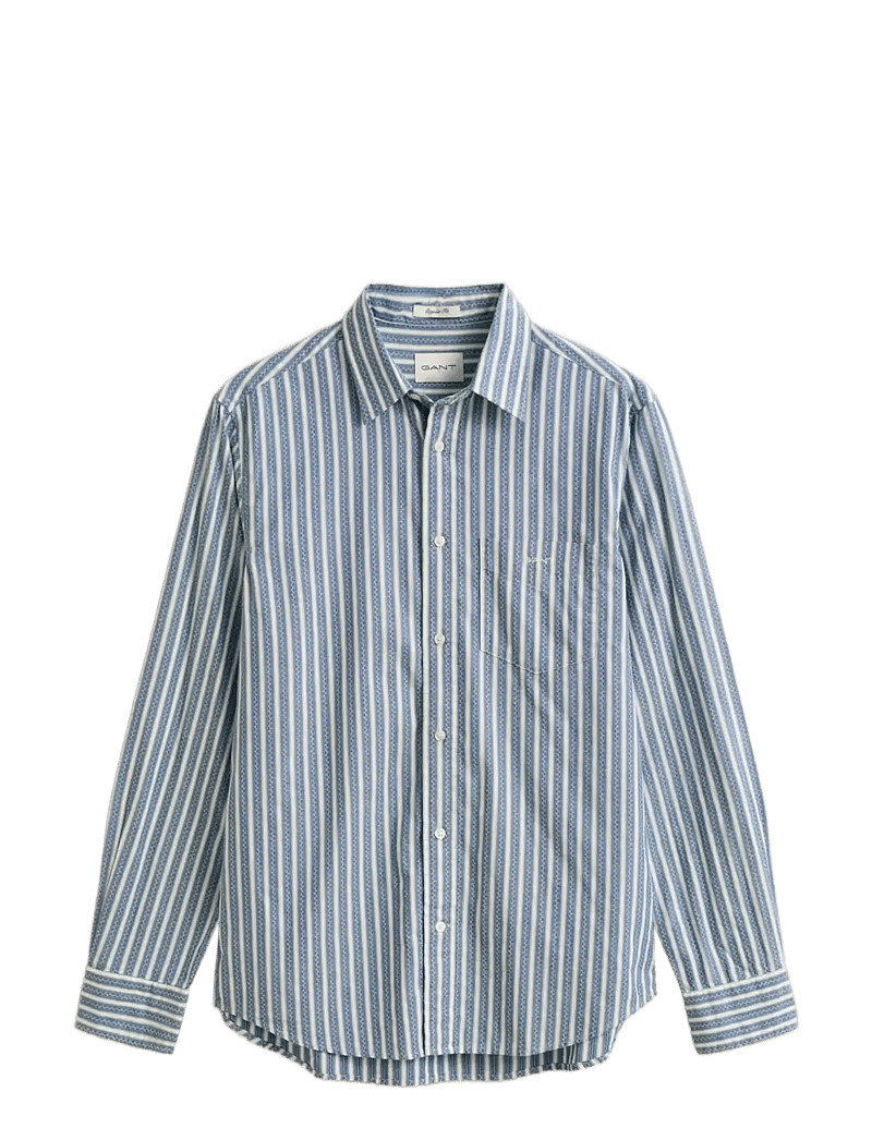 GANT - REG DOBBY STRIPE SHIRT - randiga skjortor - faded denim - 1