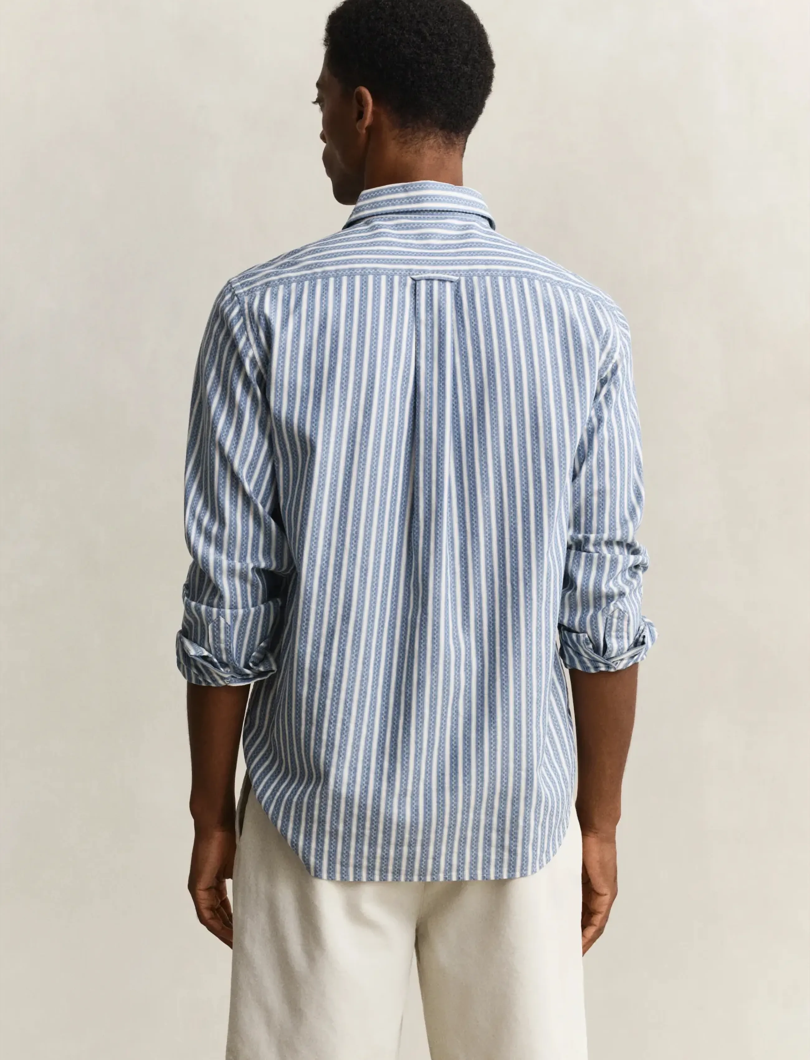 Gant - REG DOBBY STRIPE SHIRT - striped shirts - faded denim - 2