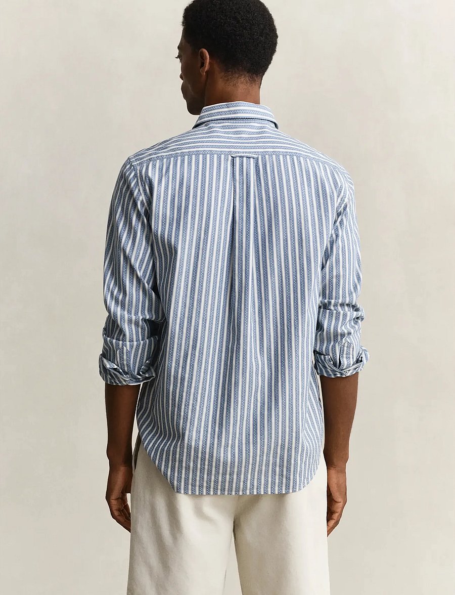 Gant - REG DOBBY STRIPE SHIRT - gestreifte hemden - faded denim - 2