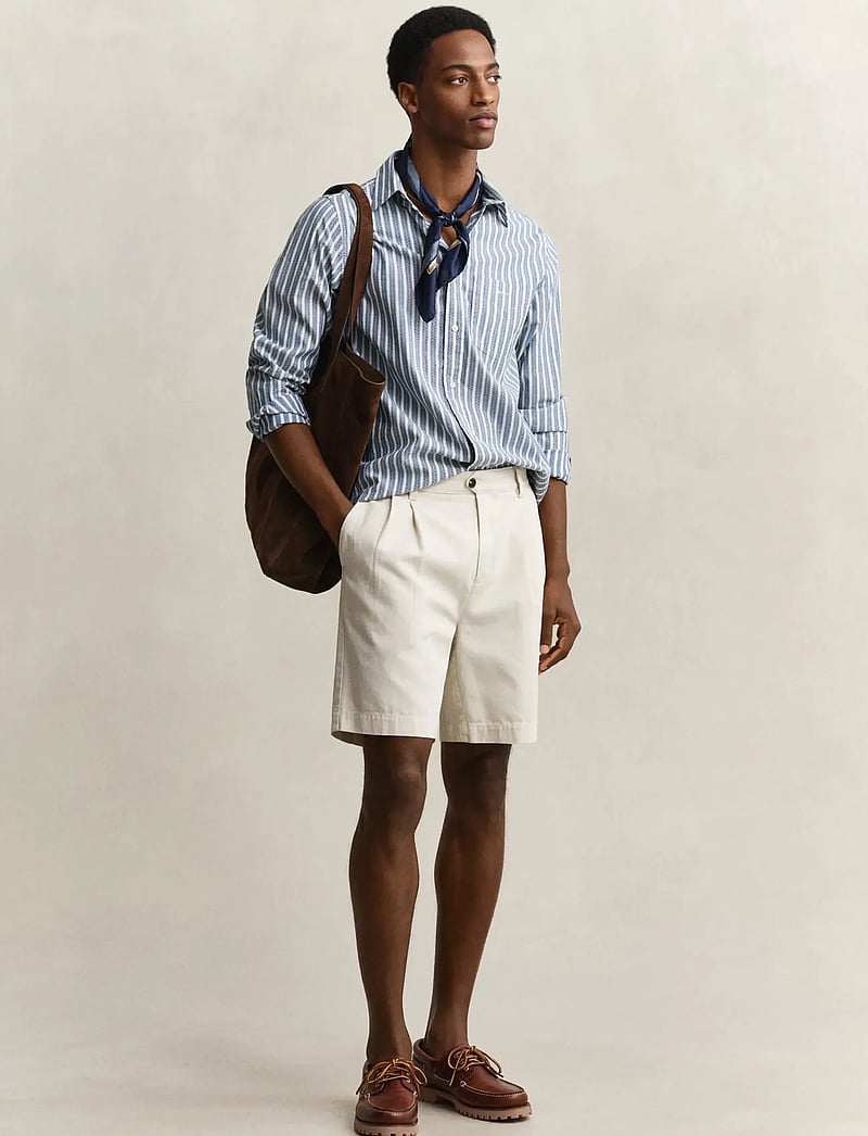 GANT - REG DOBBY STRIPE SHIRT - randiga skjortor - faded denim - 4