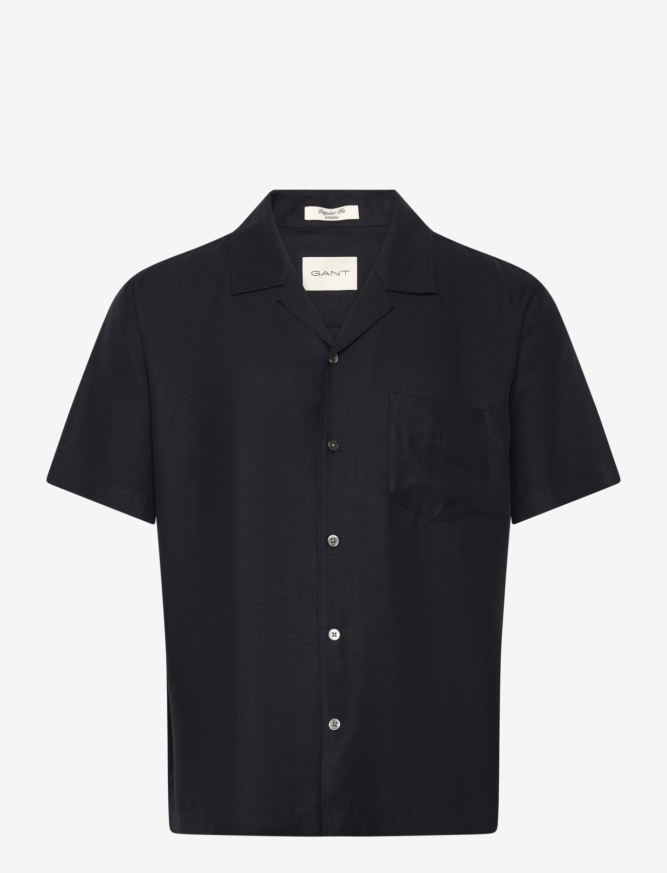 GANT - REG LYOCELL CAMP COLLAR - kortärmade skjortor - evening blue - 0