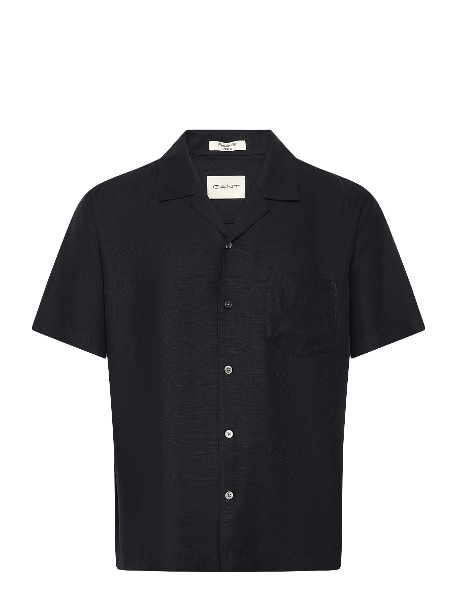 Gant - REG LYOCELL CAMP COLLAR - kurzarmhemden - evening blue - 1