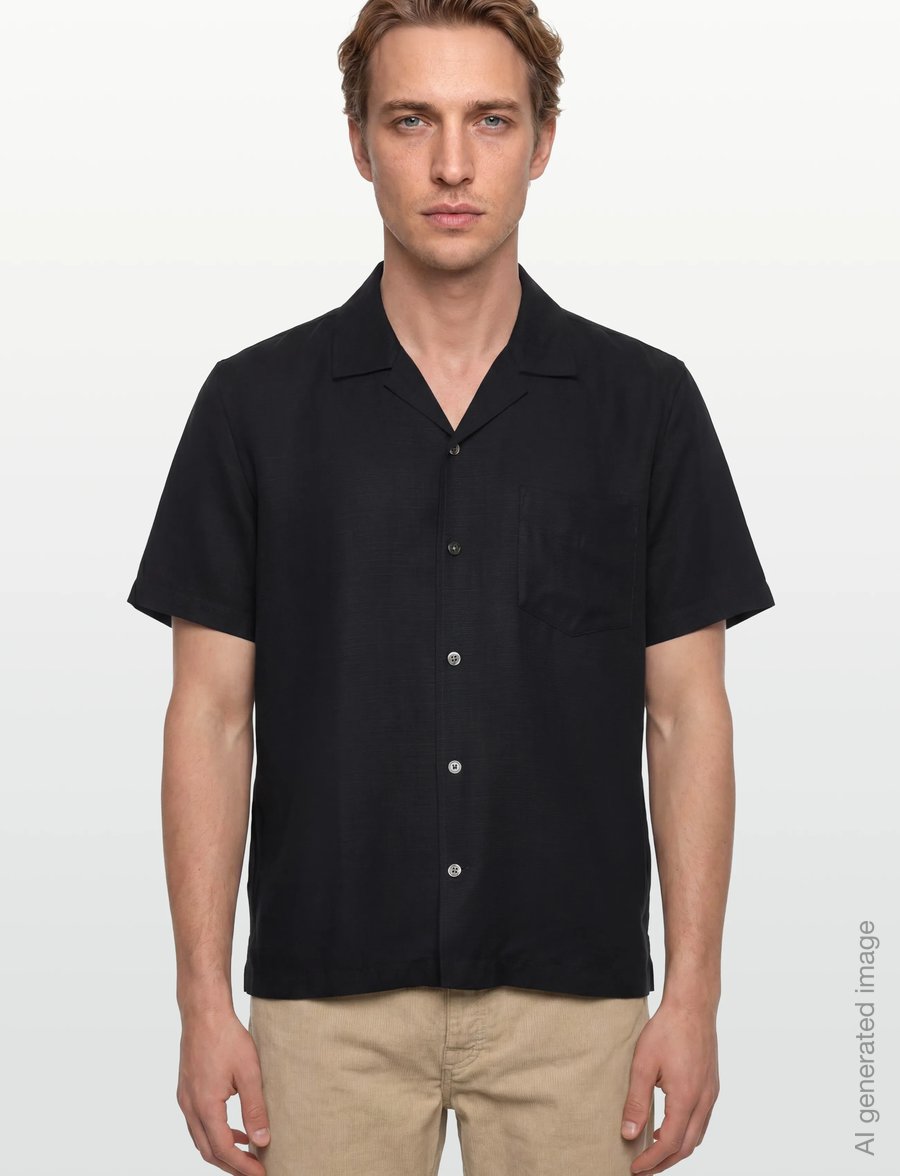 Gant - REG LYOCELL CAMP COLLAR - kurzarmhemden - evening blue - 3