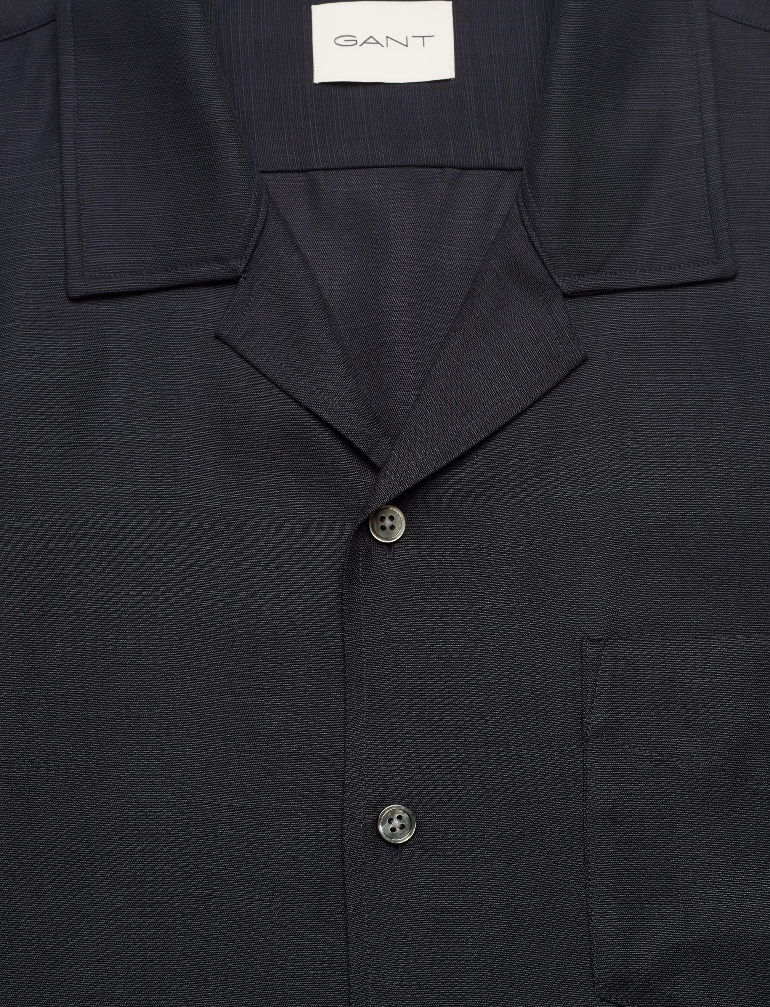 Gant - REG LYOCELL CAMP COLLAR - kortærmede skjorter - evening blue - 5