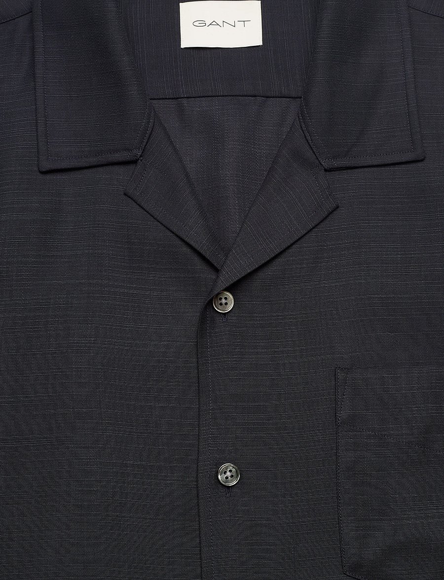 Gant - REG LYOCELL CAMP COLLAR - kurzarmhemden - evening blue - 5