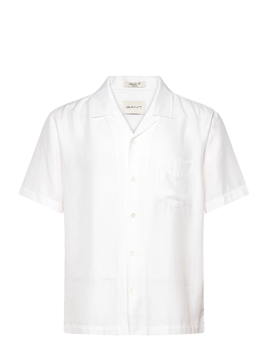Gant - REG LYOCELL CAMP COLLAR - lühikeste varrukatega särgid - white - 1