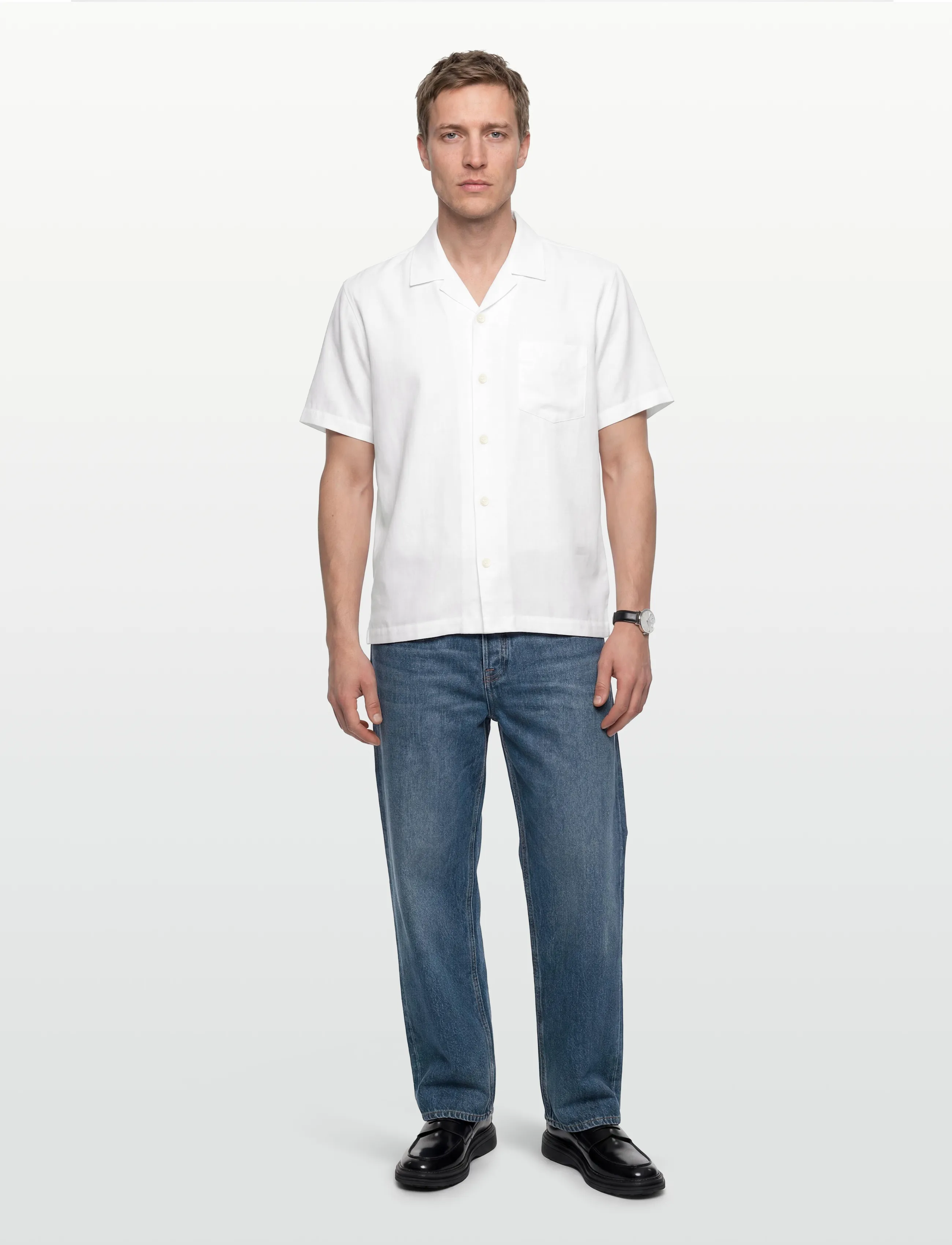 Gant Reg Lyocell Camp Collar, Mænd, Camp Krave Skjorte, Hvid, Str: XXL