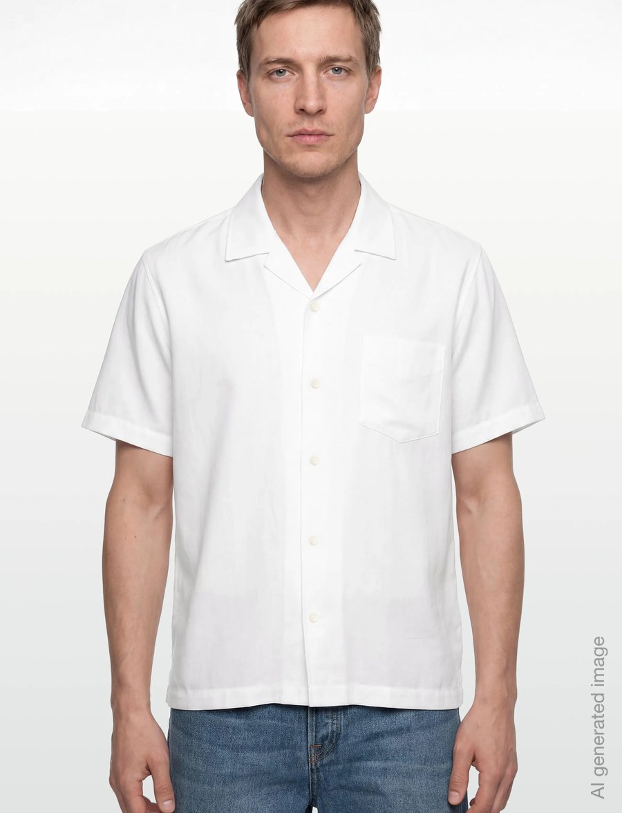 Gant - REG LYOCELL CAMP COLLAR - lühikeste varrukatega särgid - white - 3
