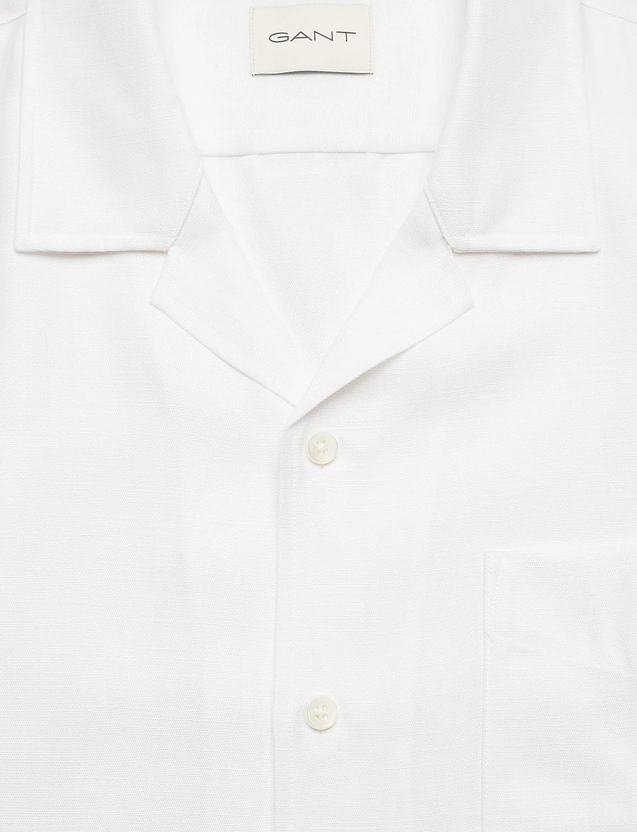 Gant - REG LYOCELL CAMP COLLAR - lühikeste varrukatega särgid - white - 5