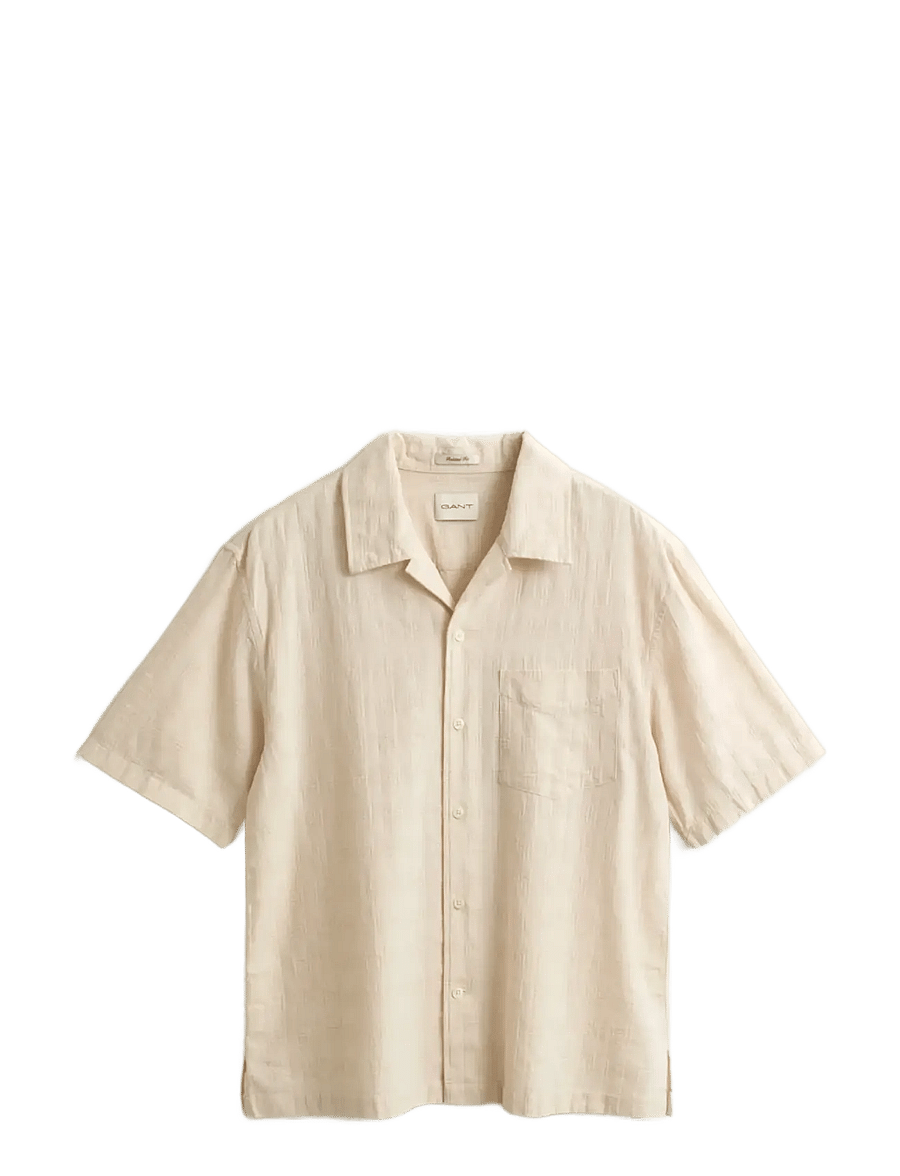 Gant - REL TEXTURE CHECK SHIRT - marškiniai trumpomis rankovėmis - creamed white - 1