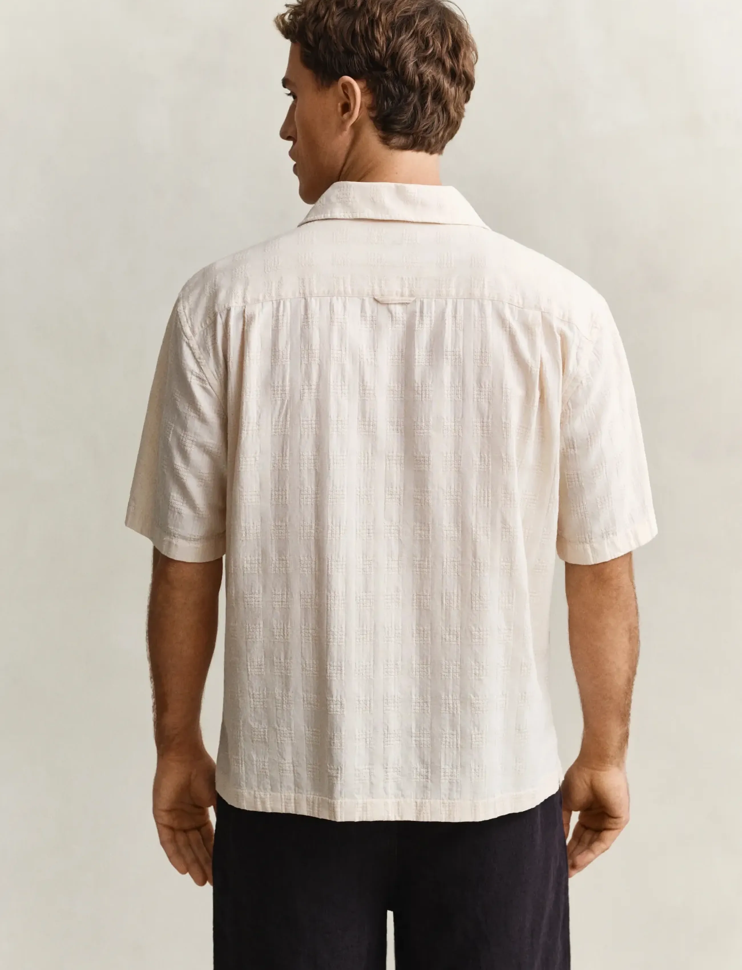 Gant - REL TEXTURE CHECK SHIRT - marškiniai trumpomis rankovėmis - creamed white - 2