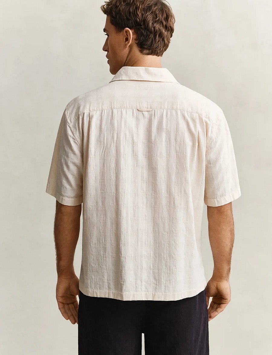Gant - REL TEXTURE CHECK SHIRT - marškiniai trumpomis rankovėmis - creamed white - 2