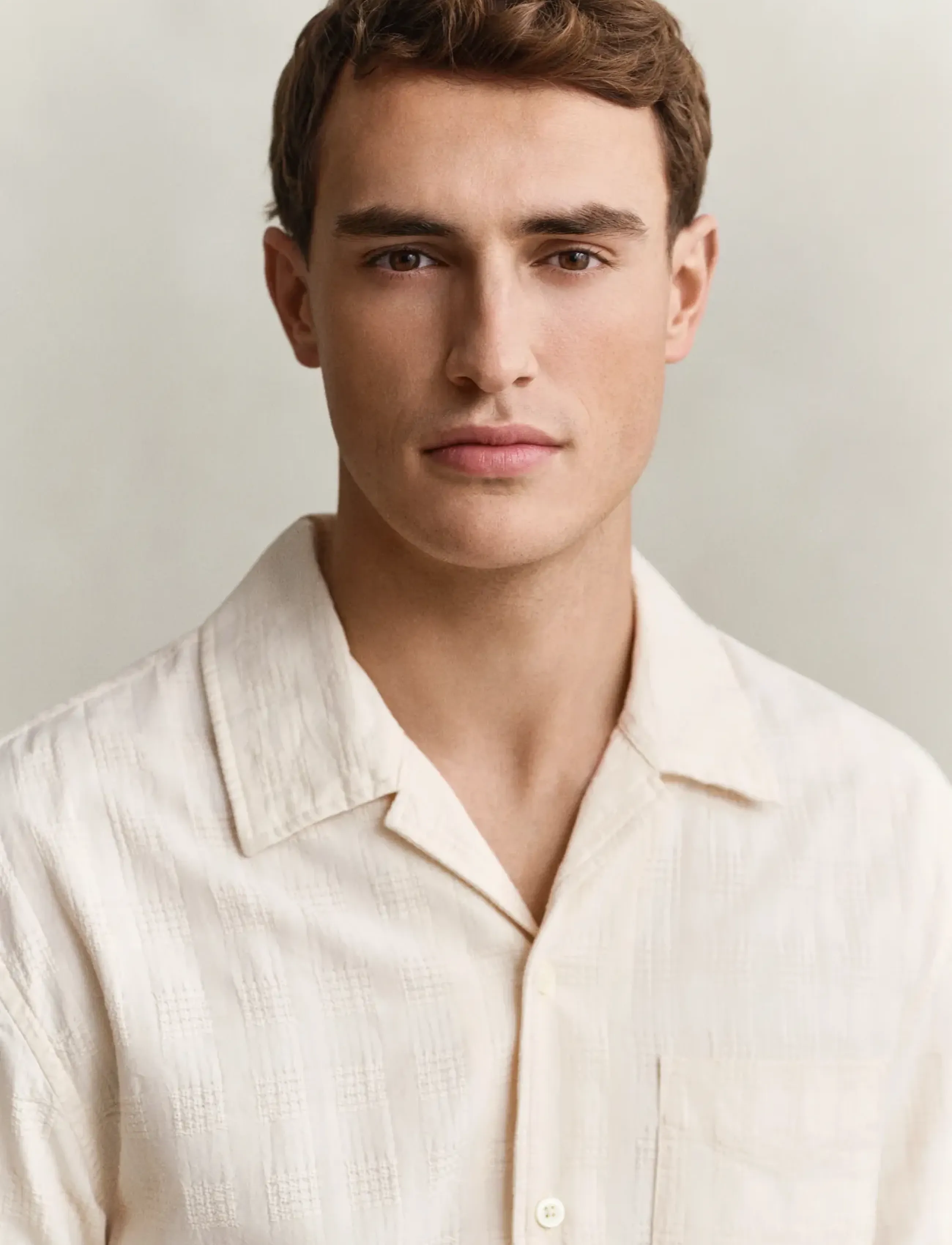 Gant - REL TEXTURE CHECK SHIRT - marškiniai trumpomis rankovėmis - creamed white - 3