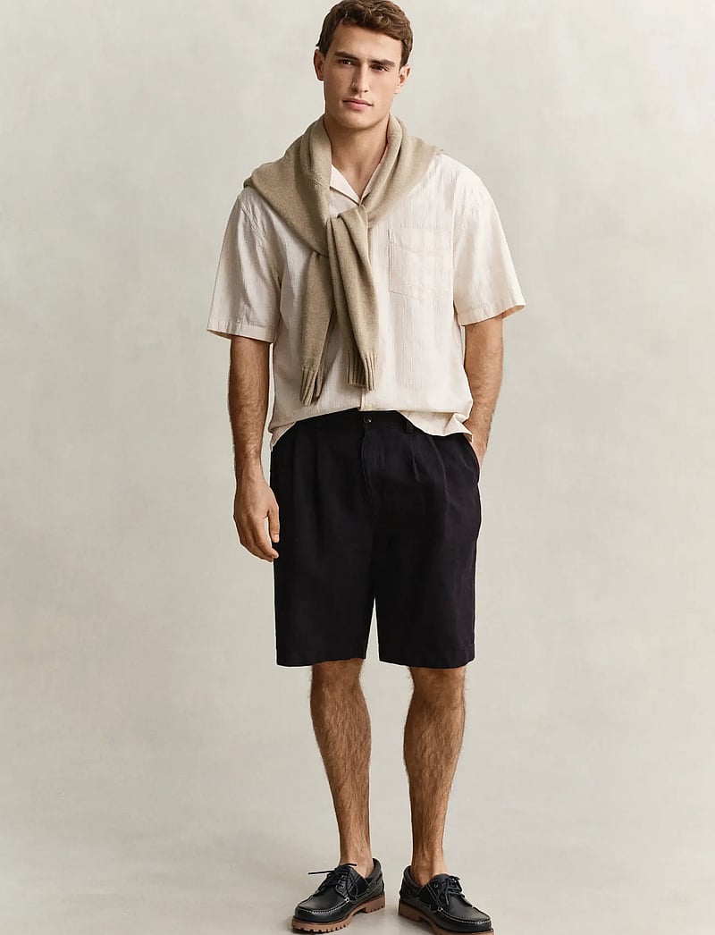 Gant - REL TEXTURE CHECK SHIRT - kortærmede skjorter - creamed white - 4