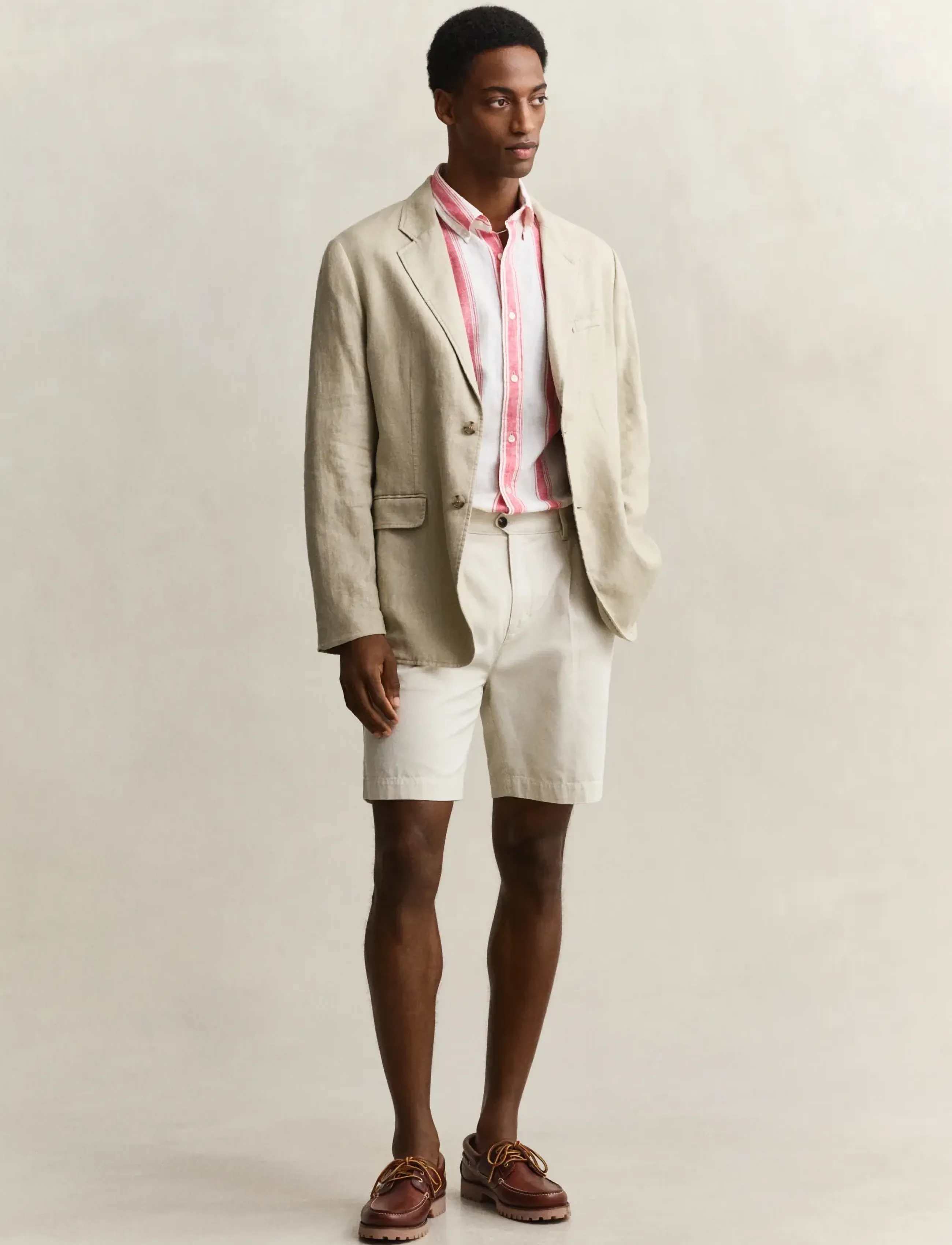 Gant - REG COTTON LINEN STRIPE SHIRT - hørskjorter - rose red - 4
