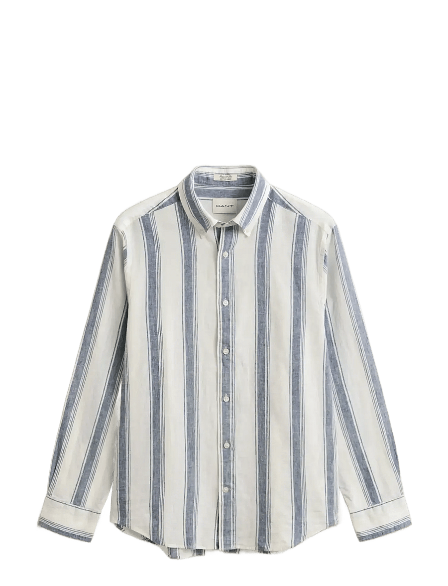 Gant - REG COTTON LINEN STRIPE SHIRT - triibulised särgid - vintage blue - 1