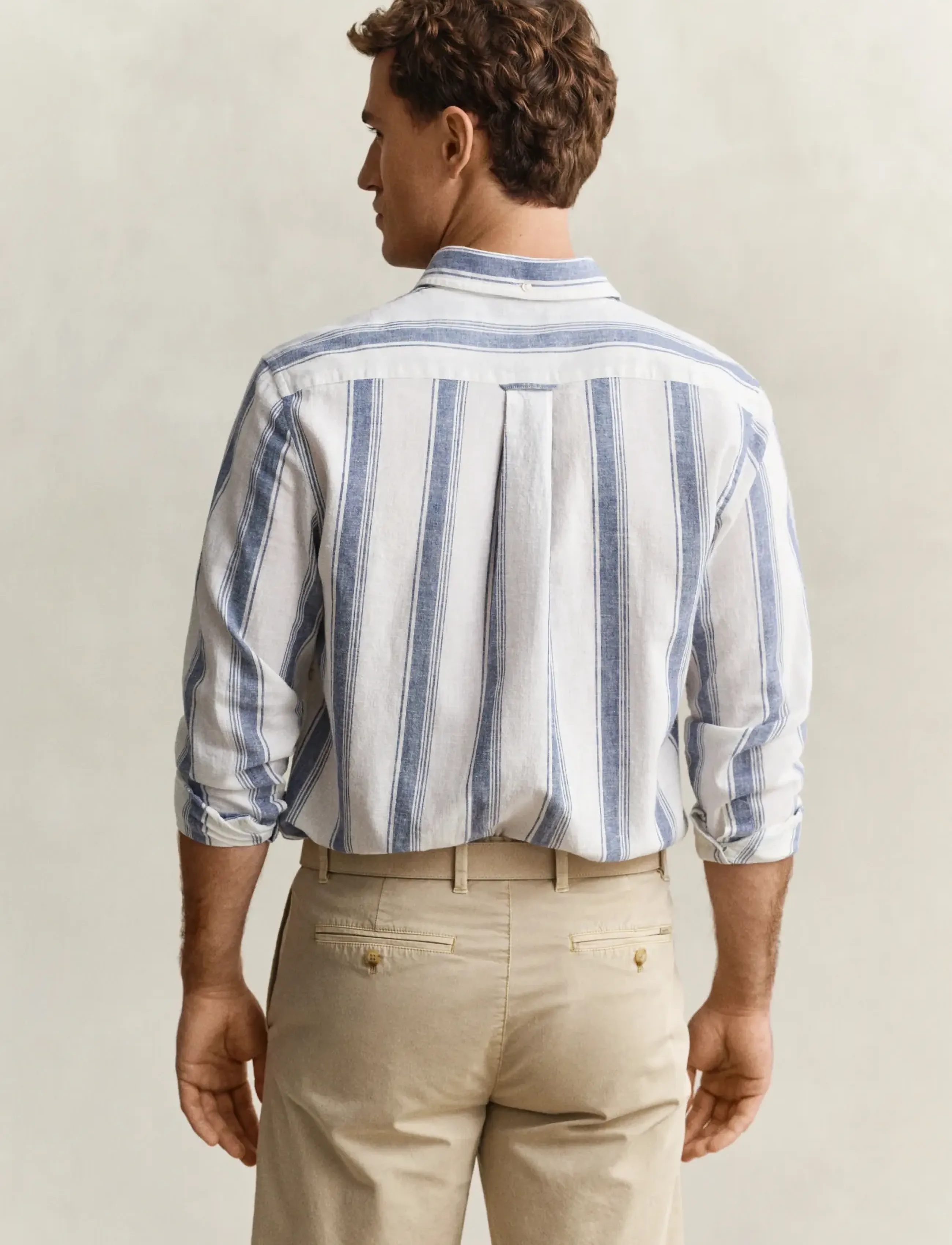 Gant - REG COTTON LINEN STRIPE SHIRT - triibulised särgid - vintage blue - 2