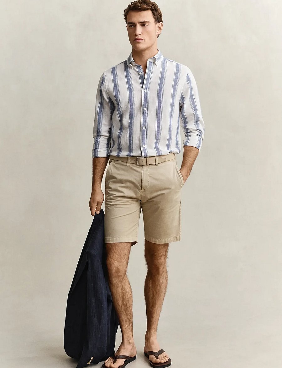 Gant - REG COTTON LINEN STRIPE SHIRT - triibulised särgid - vintage blue - 4