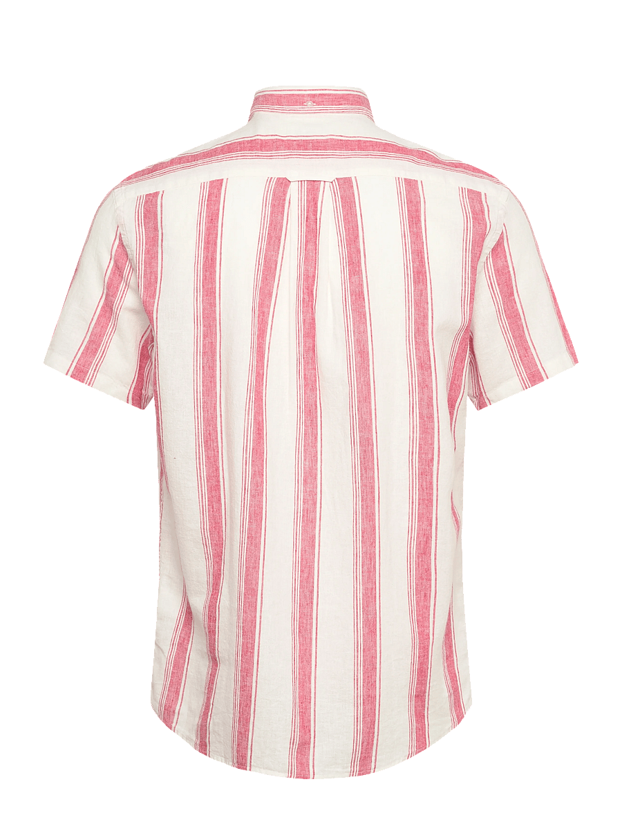 Gant - REG COTTON LINEN STRIPE SS SHIRT - chemises à manches courtes - rose red - 2