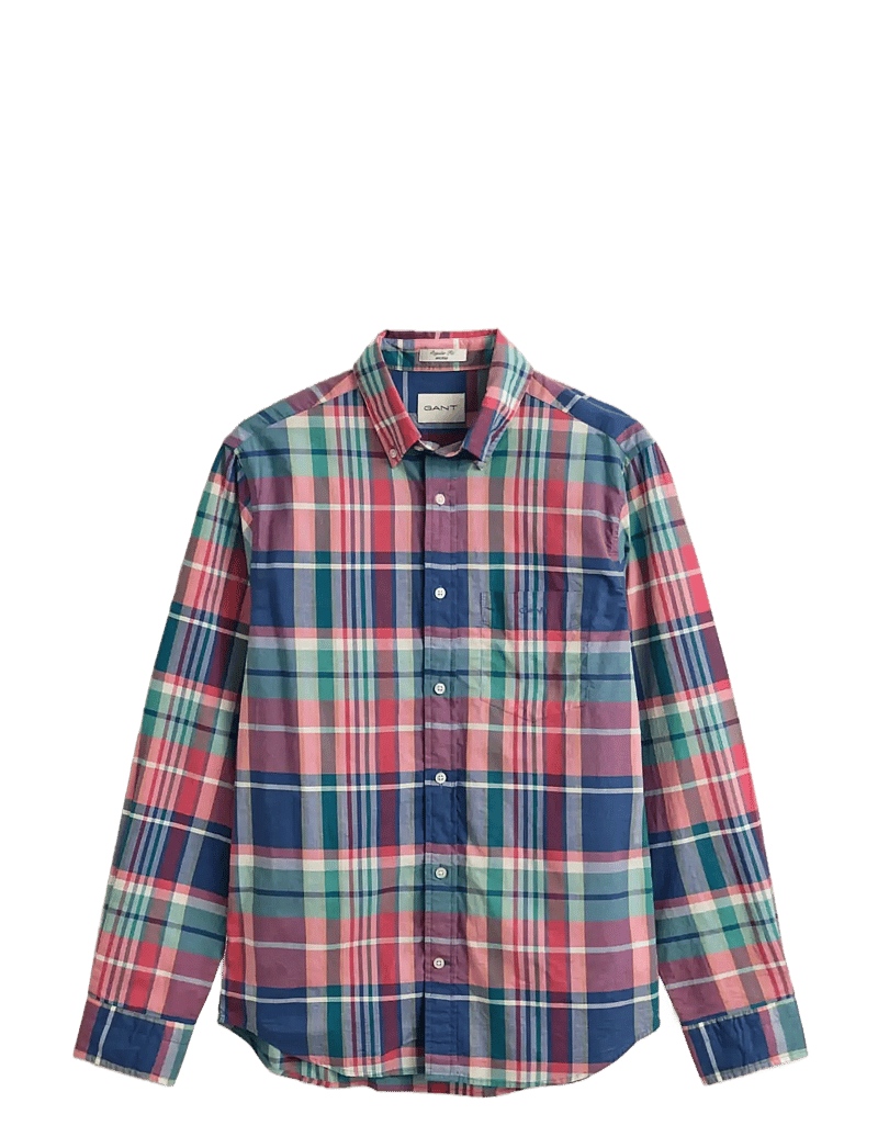GANT - REG INDIAN MADRAS CHECK SHIRT - rutiga skjortor - rose red - 1
