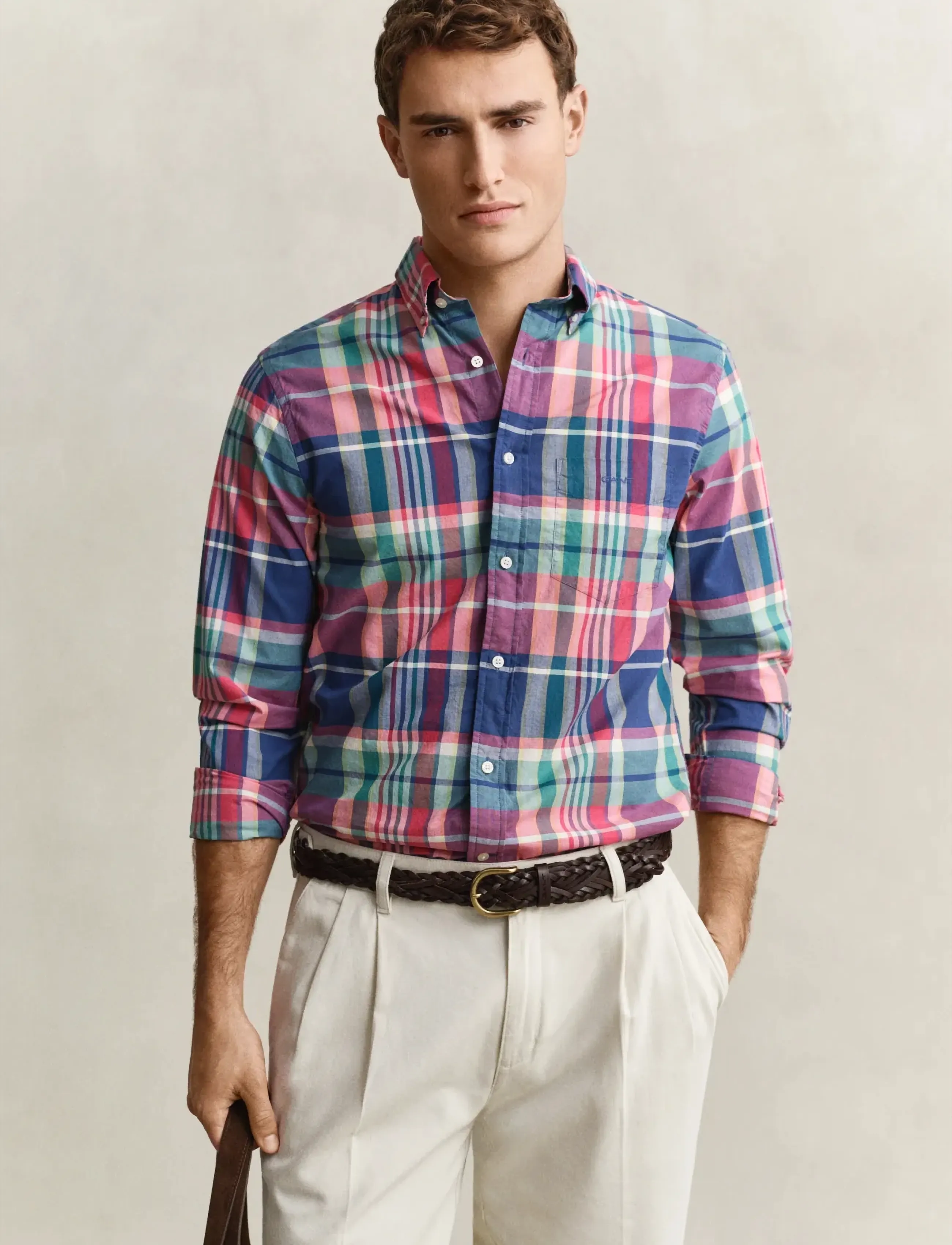 GANT REG INDIAN MADRAS CHECK SHIRT - Rutiga skjortor - ROSE RED / multi