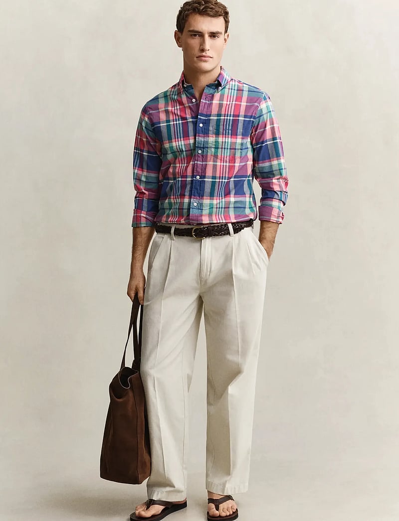 GANT - REG INDIAN MADRAS CHECK SHIRT - rutiga skjortor - rose red - 4