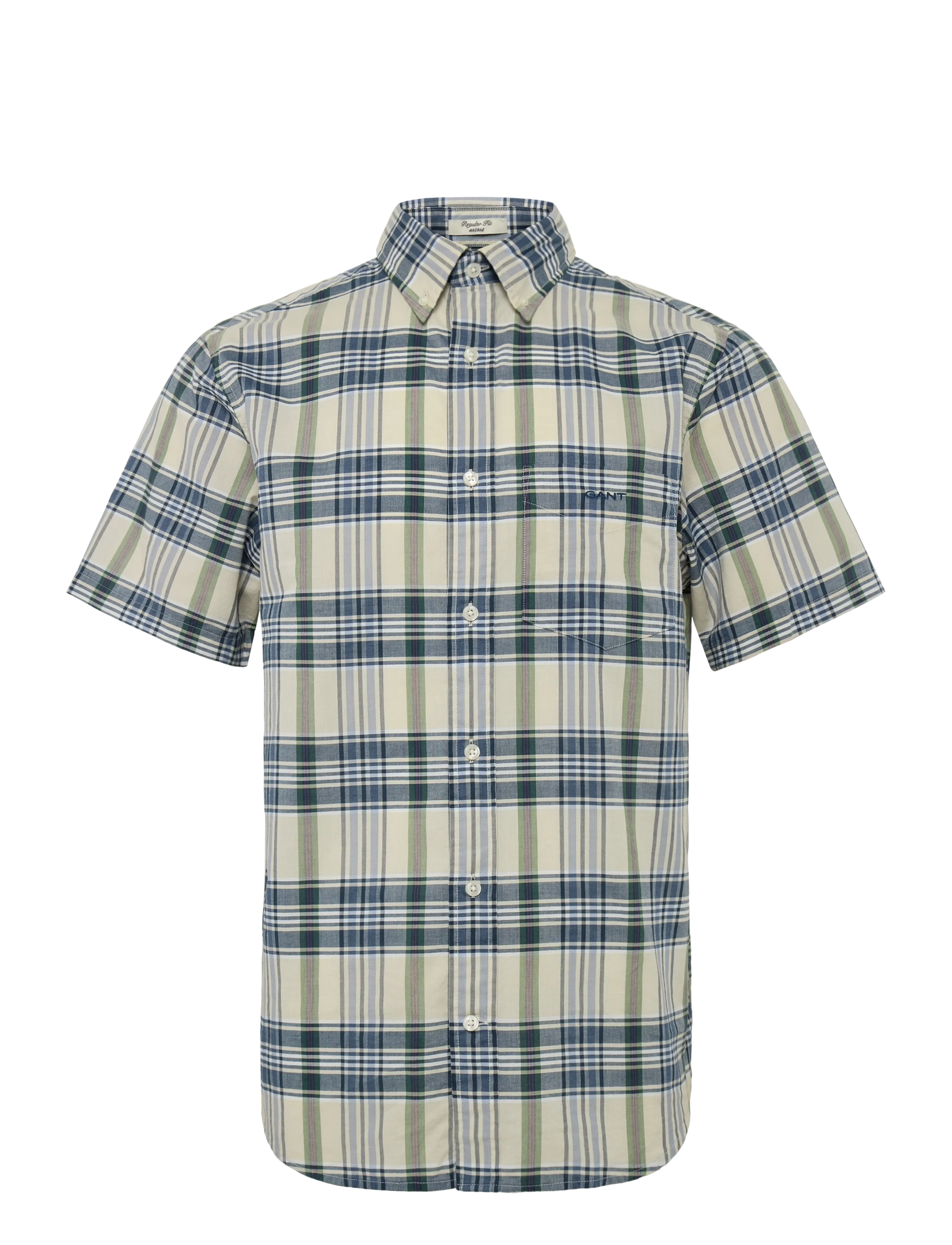 GANT Reg Indian Madras Check Ss Shirt Blau - XL - Herren
