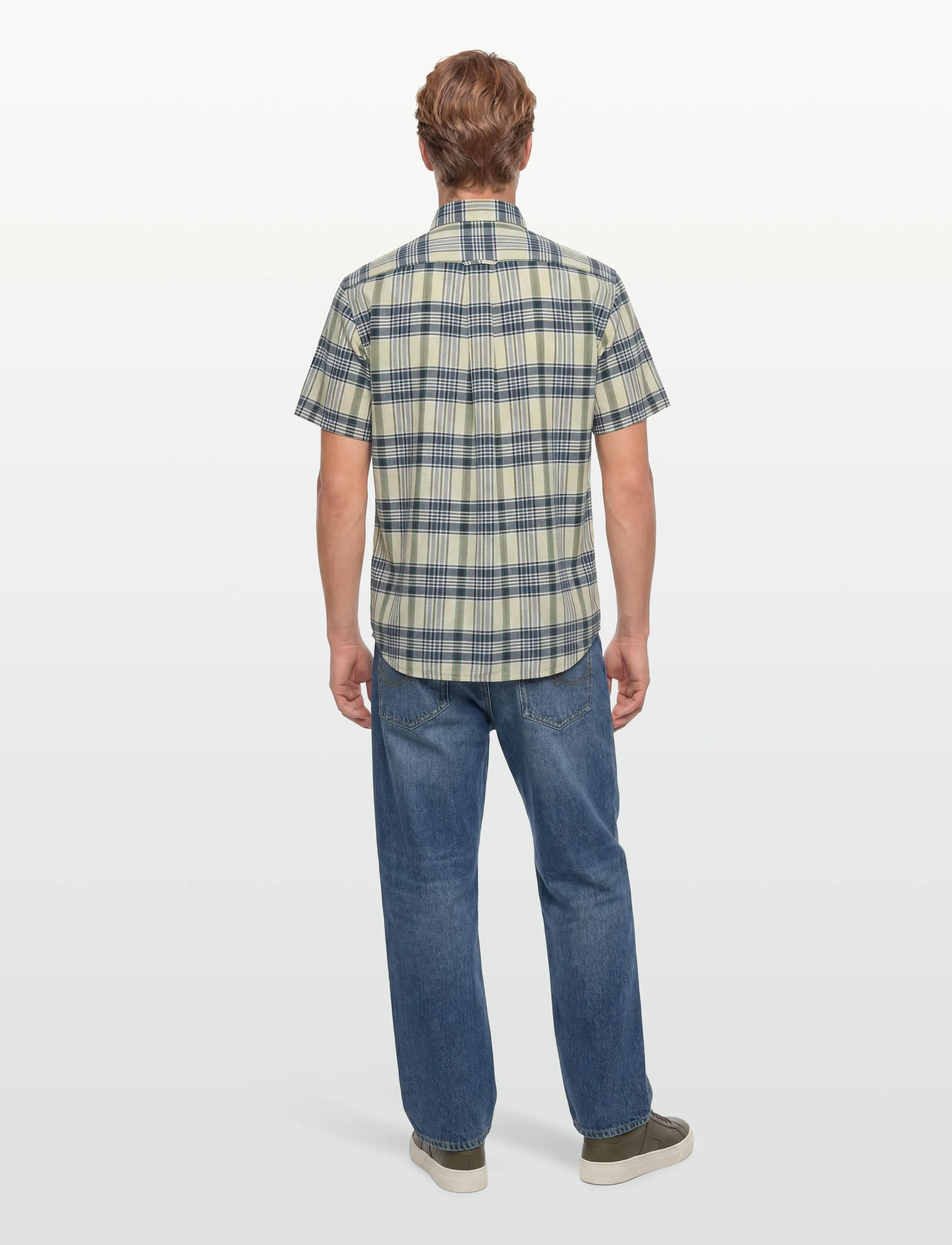 Gant - REG INDIAN MADRAS CHECK SS SHIRT - kortærmede skjorter - faded denim - 4