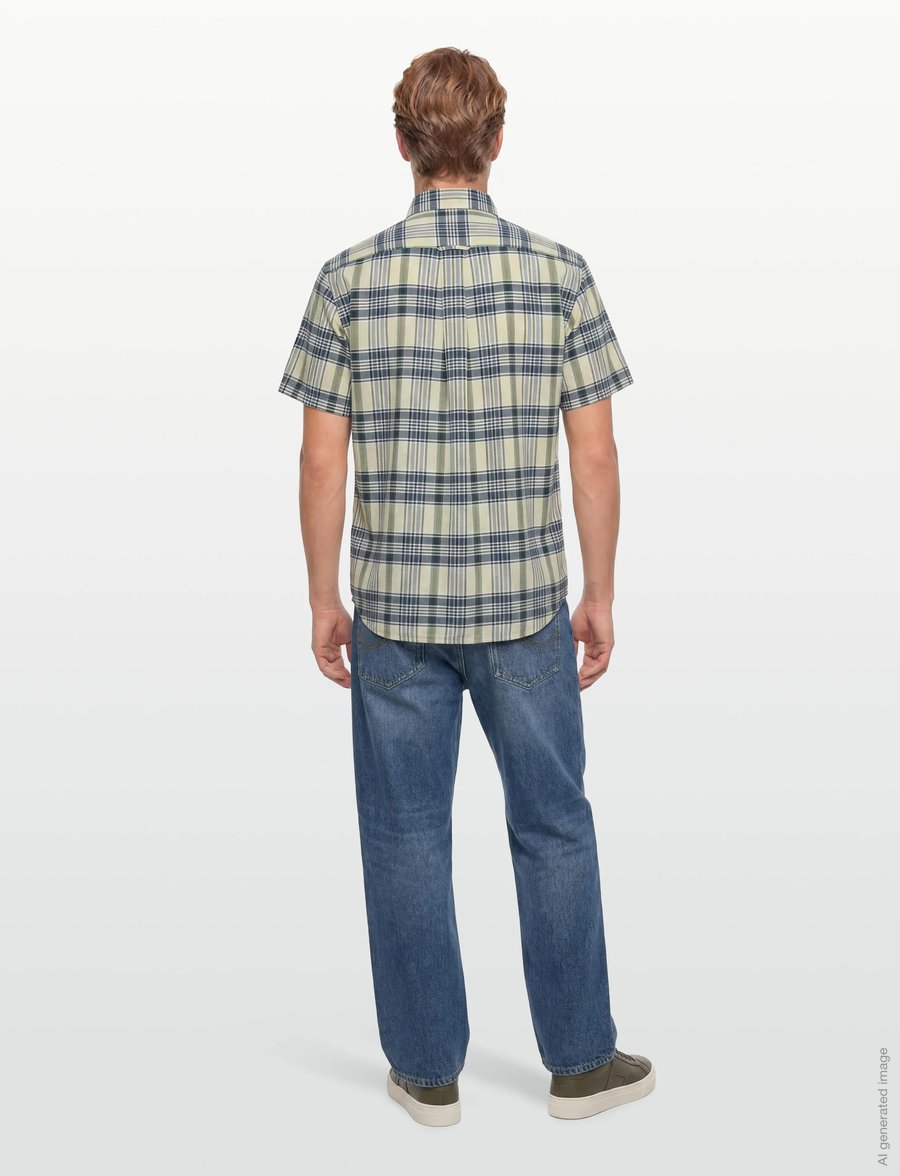 Gant - REG INDIAN MADRAS CHECK SS SHIRT - kortærmede skjorter - faded denim - 4
