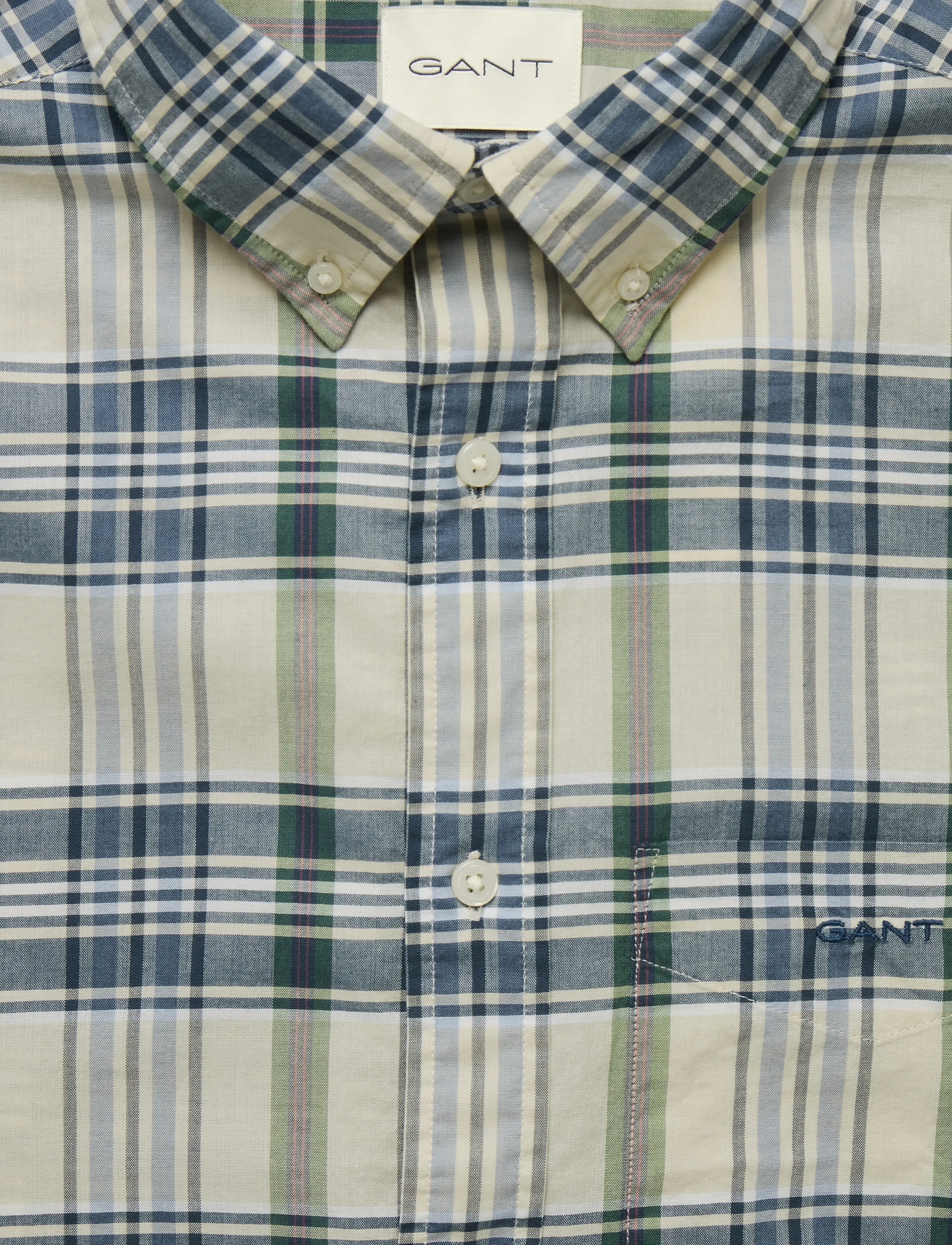 Gant - REG INDIAN MADRAS CHECK SS SHIRT - kortærmede skjorter - faded denim - 5