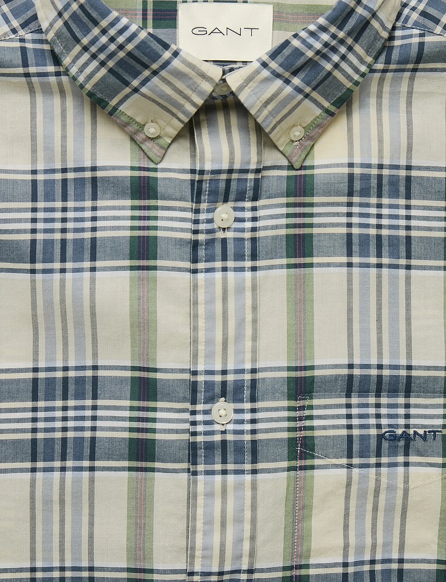 Gant - REG INDIAN MADRAS CHECK SS SHIRT - kortærmede skjorter - faded denim - 5