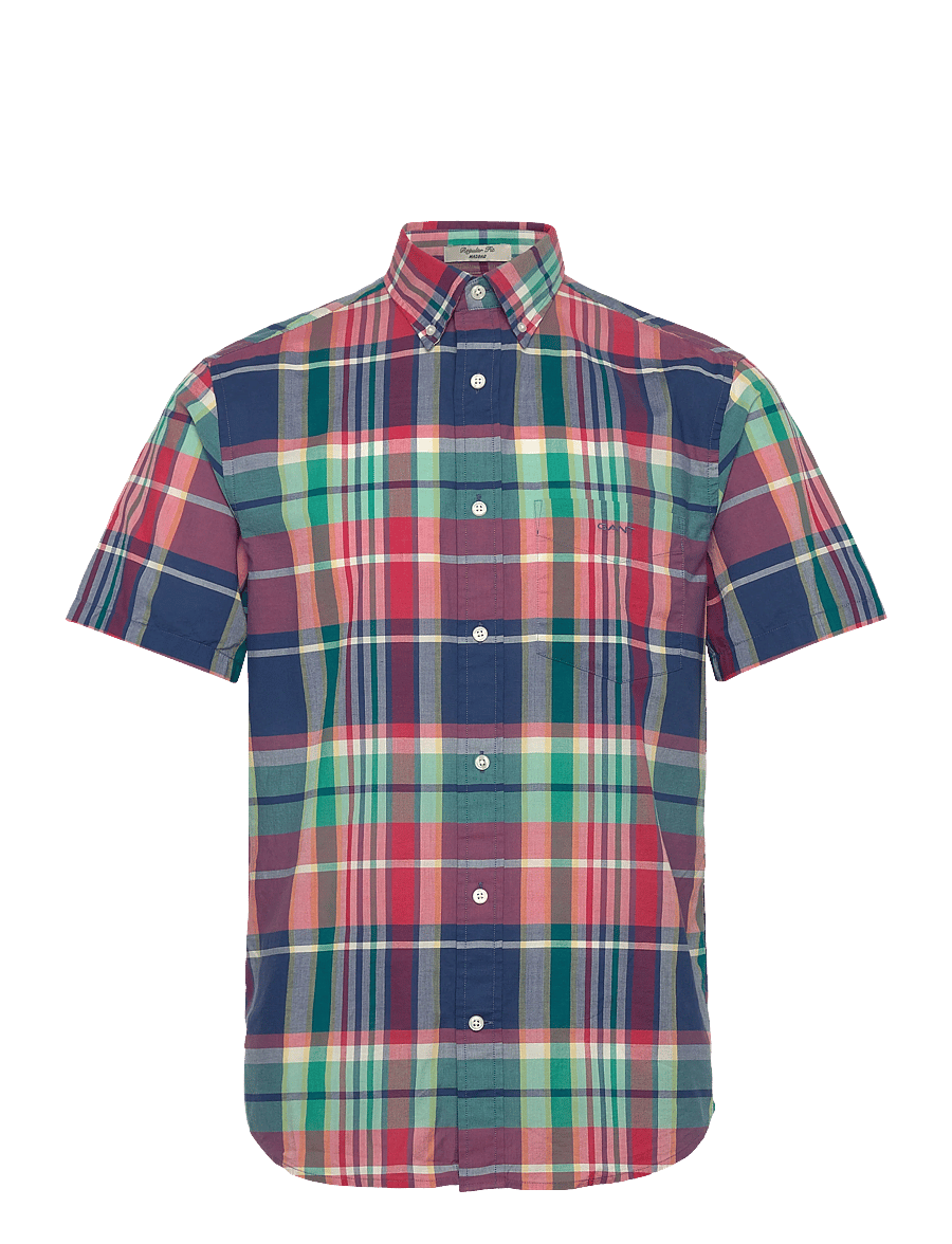 Gant - REG INDIAN MADRAS CHECK SS SHIRT - stutterma skyrtur - rose red - 1