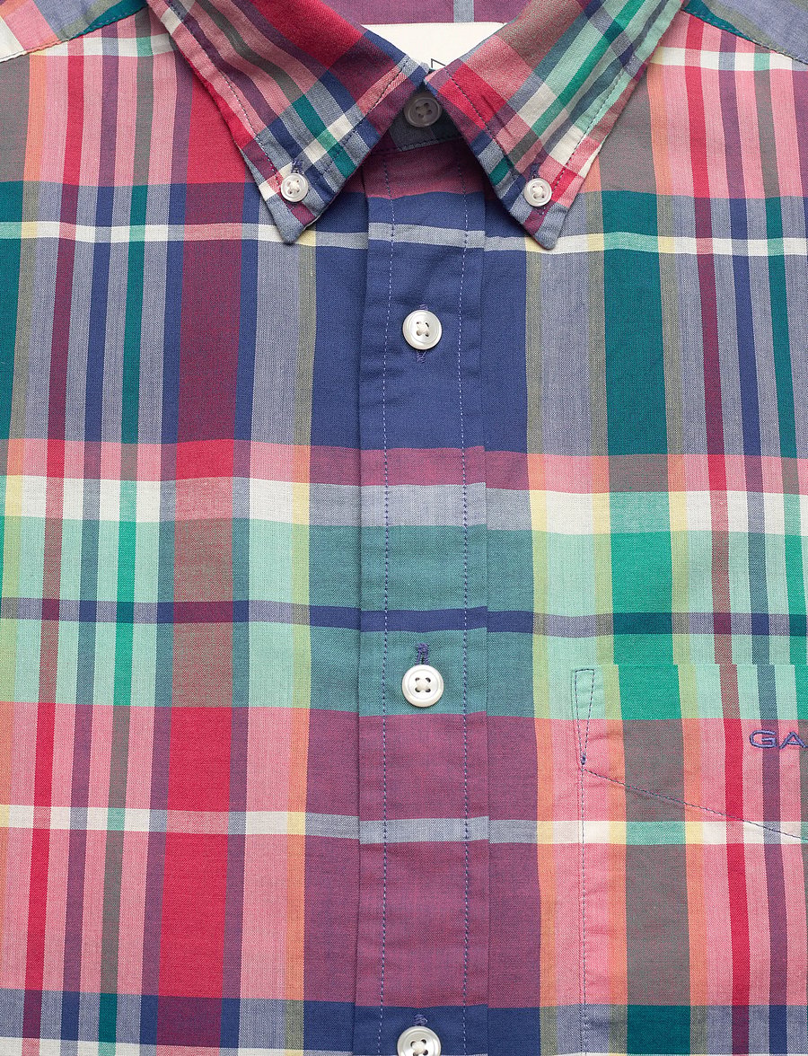 Gant - REG INDIAN MADRAS CHECK SS SHIRT - stutterma skyrtur - rose red - 5