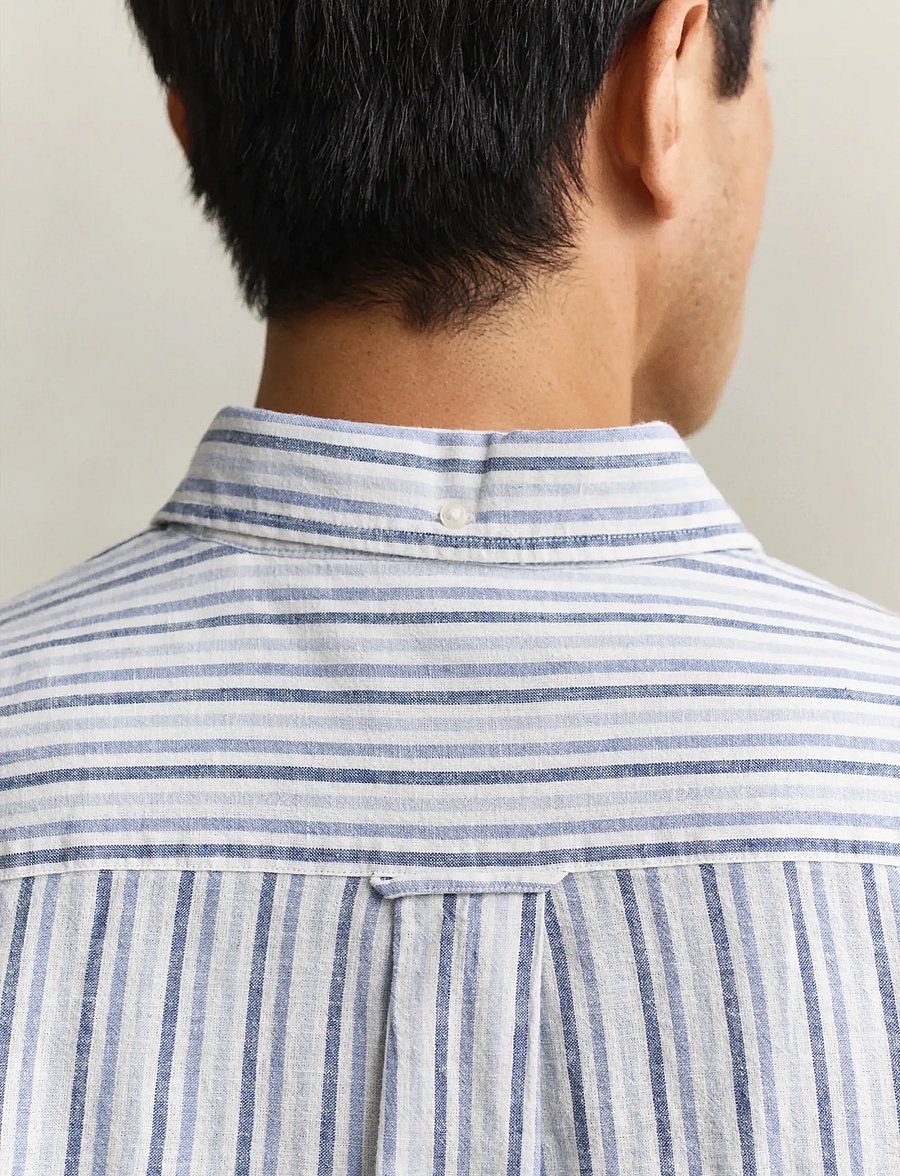 Gant - REG COTTON LINEN STRIPE SHIRT - gestreifte hemden - vintage blue - 3