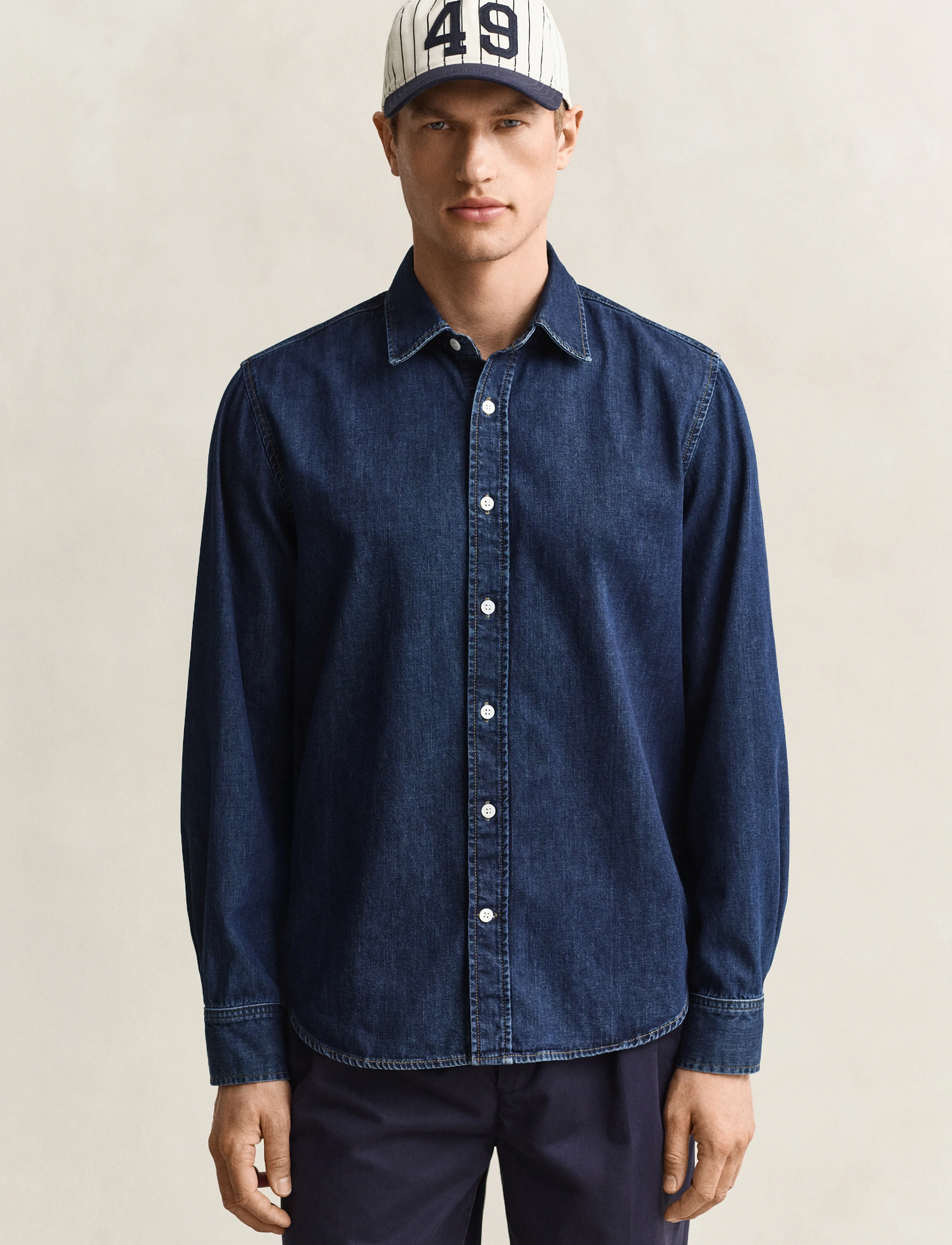 Gant REG DENIM SHIRT - Skjorter - DARK BLUE WORN IN / navy