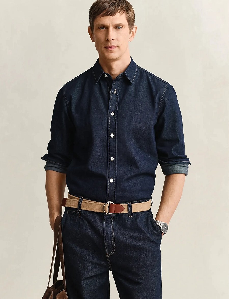 Gant - REG DENIM SHIRT - denim shirts - dark indigo - 0