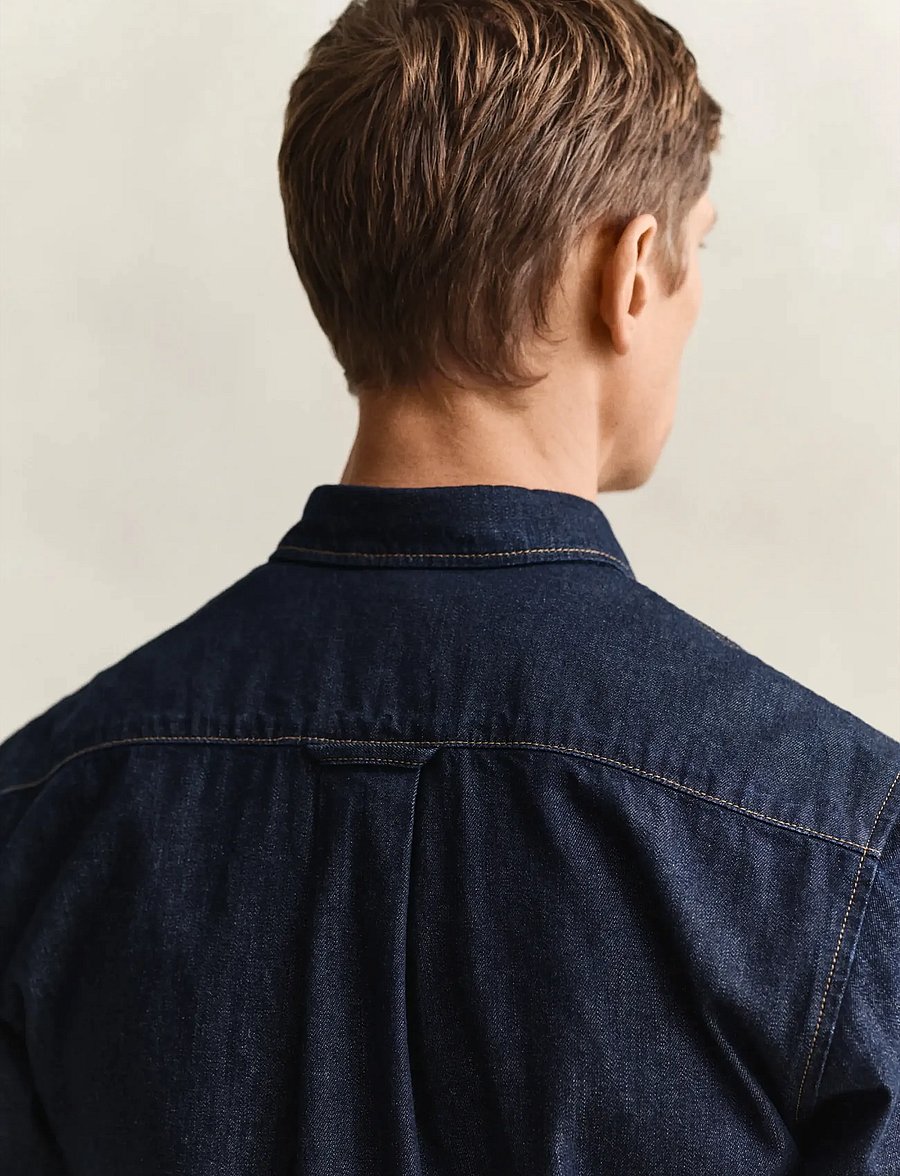 Gant - REG DENIM SHIRT - denim shirts - dark indigo - 3