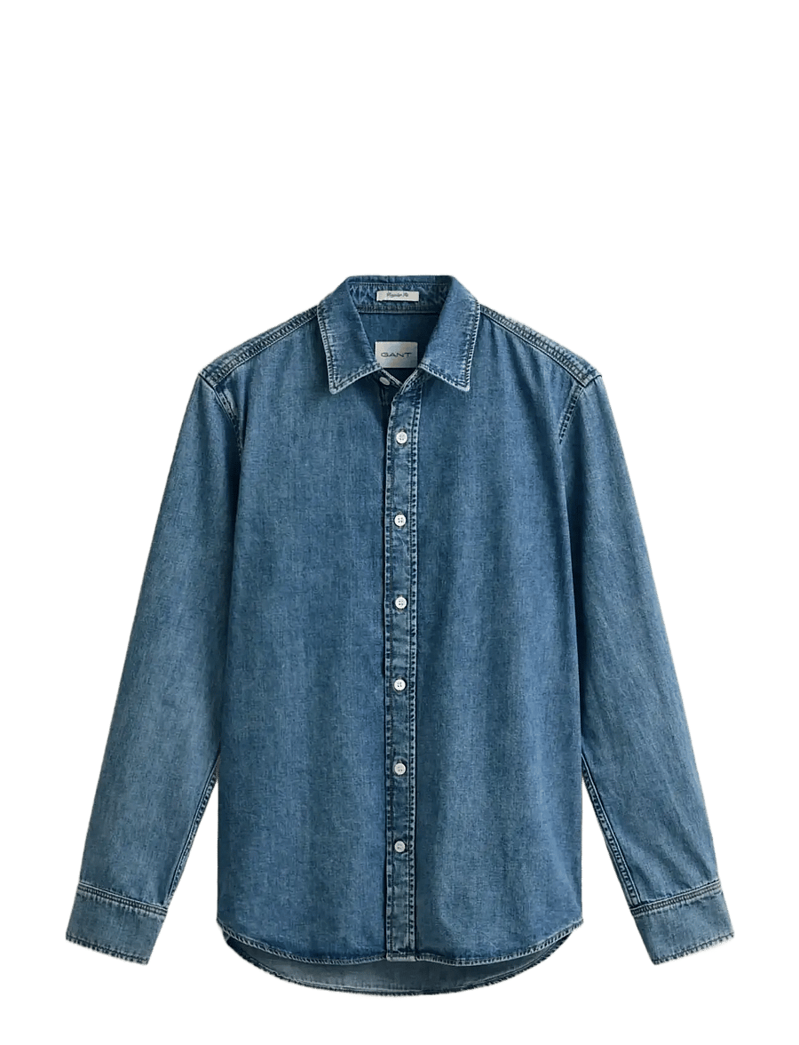 Gant - REG DENIM SHIRT - jeanshemden - semi light blue worn in - 1