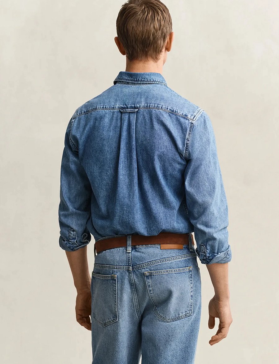 Gant - REG DENIM SHIRT - jeanshemden - semi light blue worn in - 2