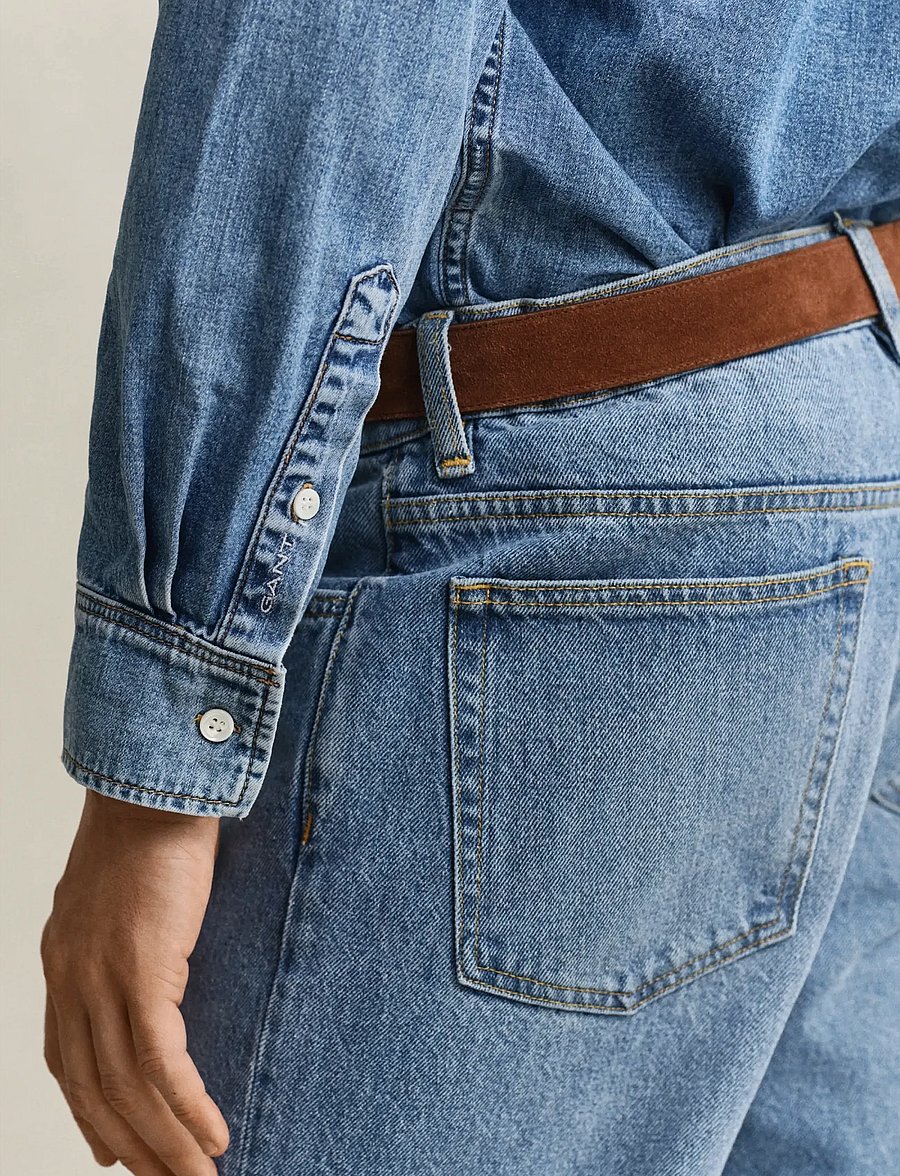 Gant - REG DENIM SHIRT - jeanshemden - semi light blue worn in - 3