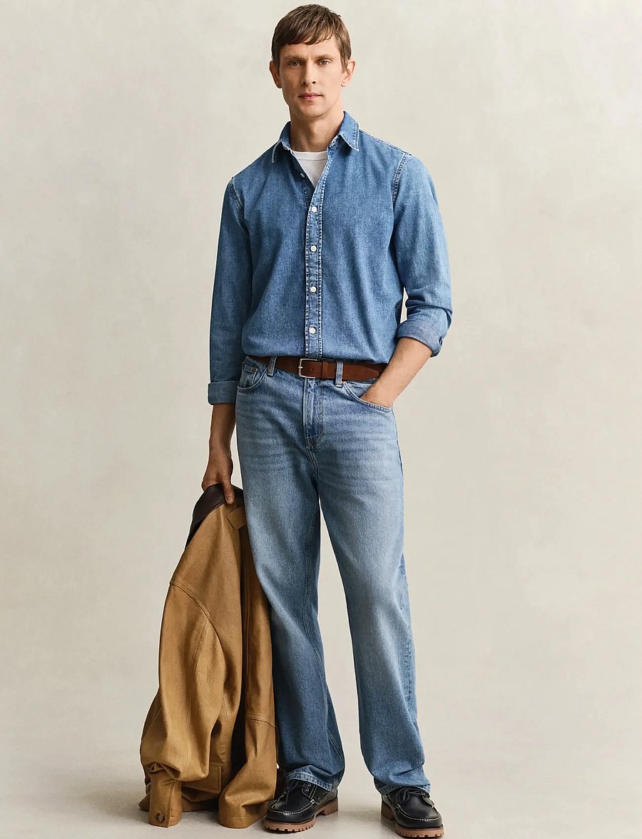 Gant - REG DENIM SHIRT - jeanshemden - semi light blue worn in - 4