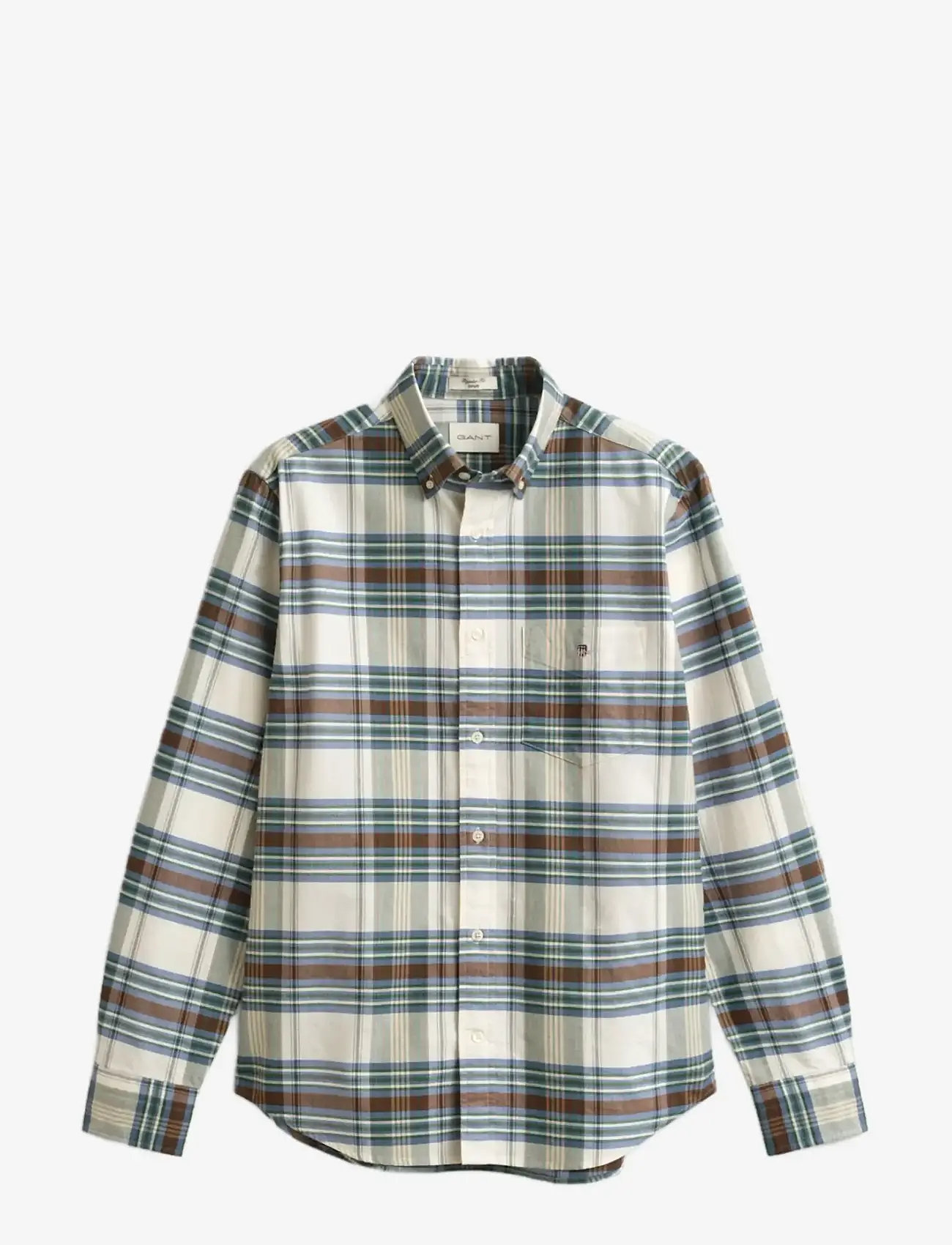 GANT - REG OXFORD CHECK SHIRT - basic skjortor - woody green - 1