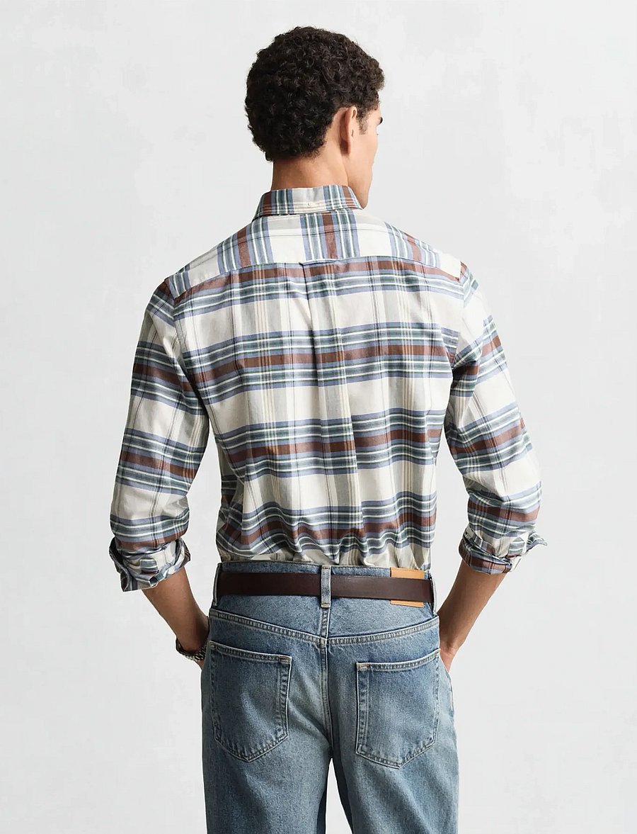 Gant - REG OXFORD CHECK SHIRT - ruudulised särgid - woody green - 2