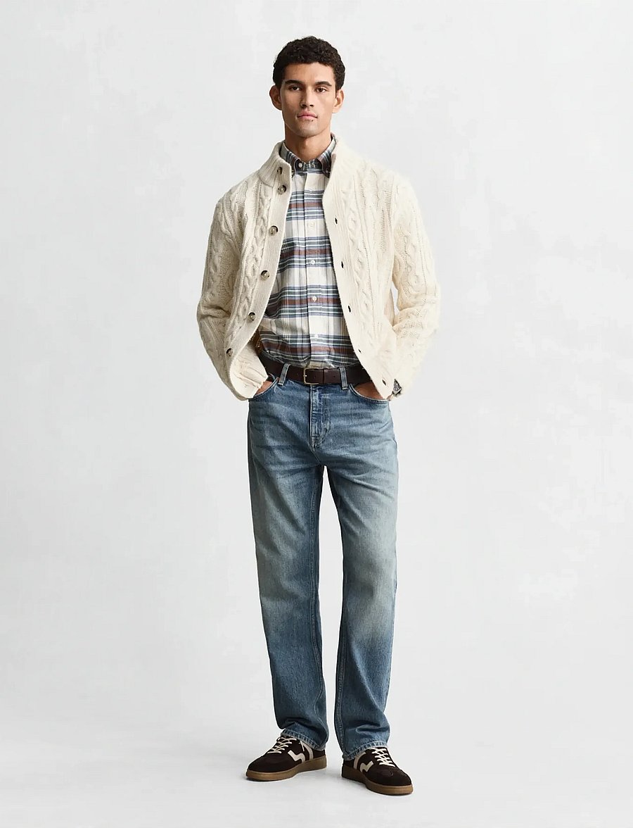 Gant - REG OXFORD CHECK SHIRT - ruudulised särgid - woody green - 4