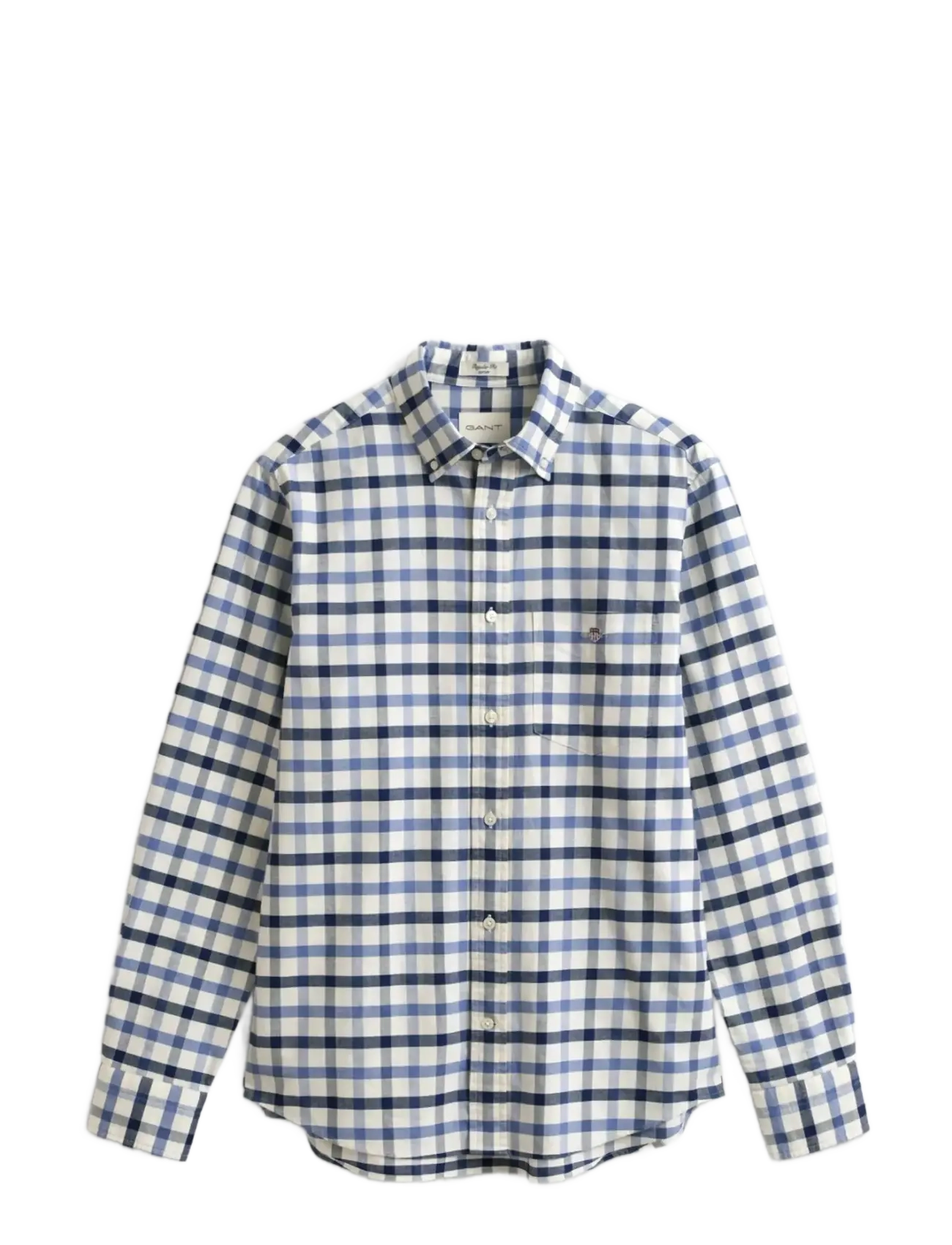 GANT REG OXFORD CHECK SHIRT - GANT - FADED DENIM / blue