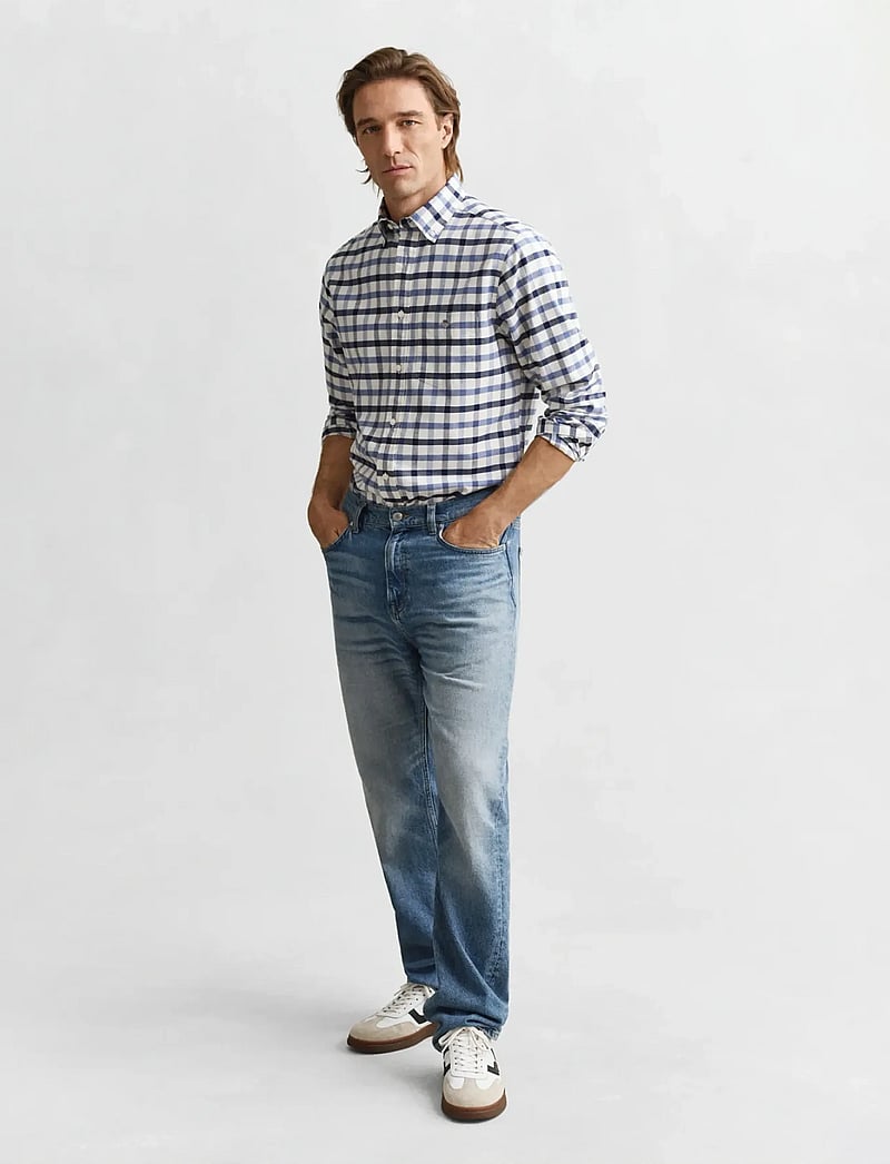 GANT - REG OXFORD CHECK SHIRT - basic skjorter - faded denim - 4