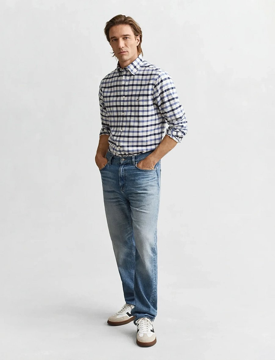 Gant - REG OXFORD CHECK SHIRT - oxford skjorter - faded denim - 4