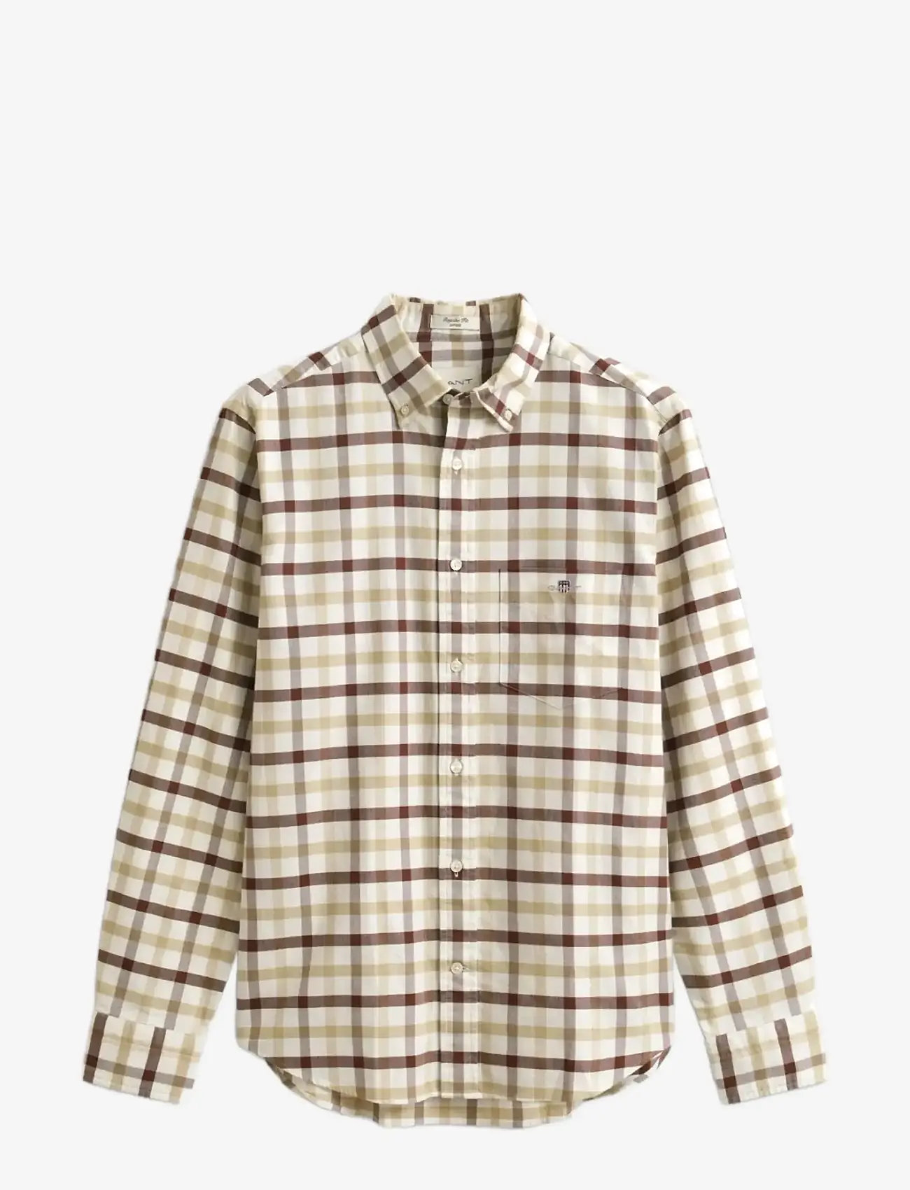 GANT - REG OXFORD CHECK SHIRT - basic skjortor - mahogany brown - 1