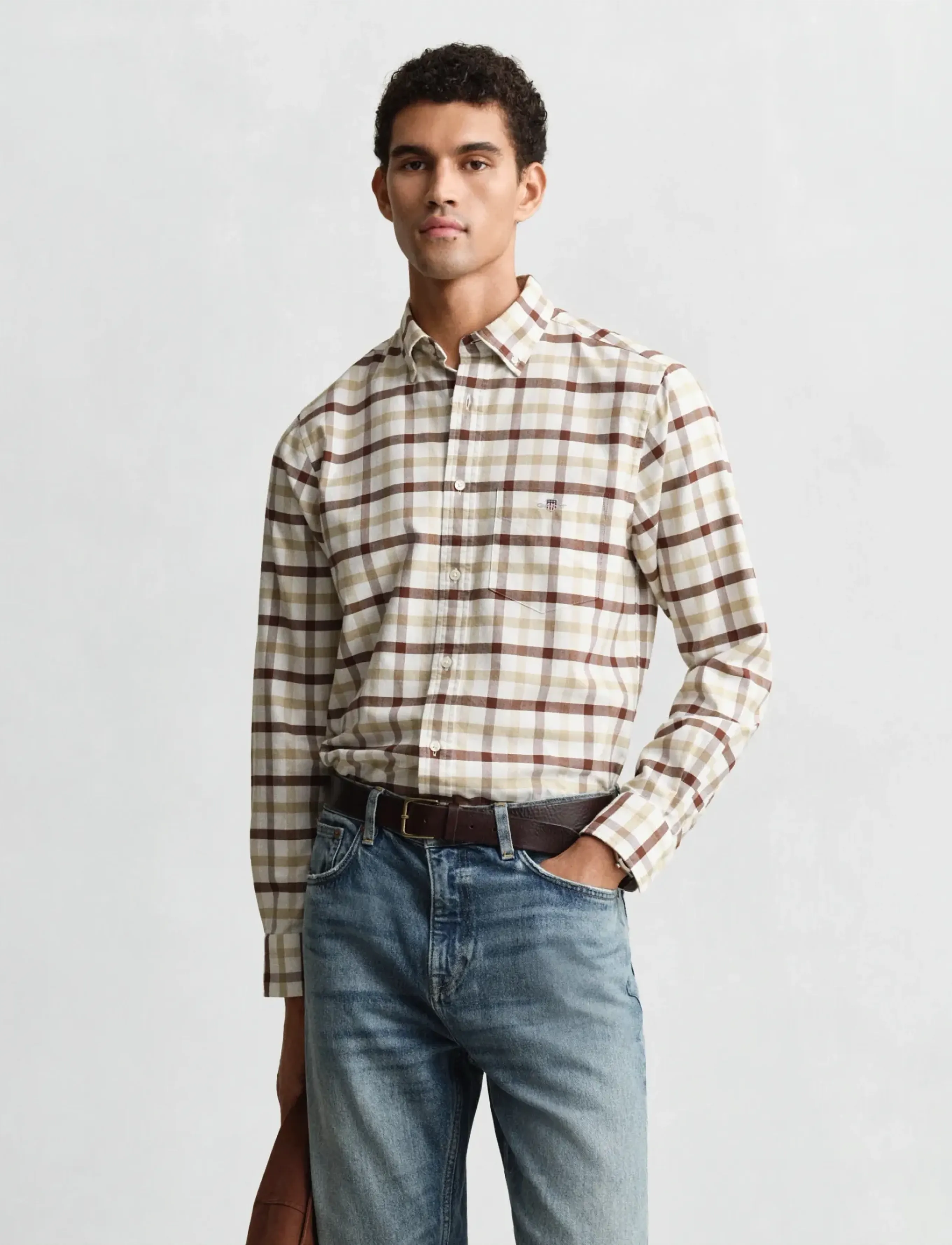 Gant Reg Oxford Check Shirt, S, Shirts, Braun - Casual Männerswear