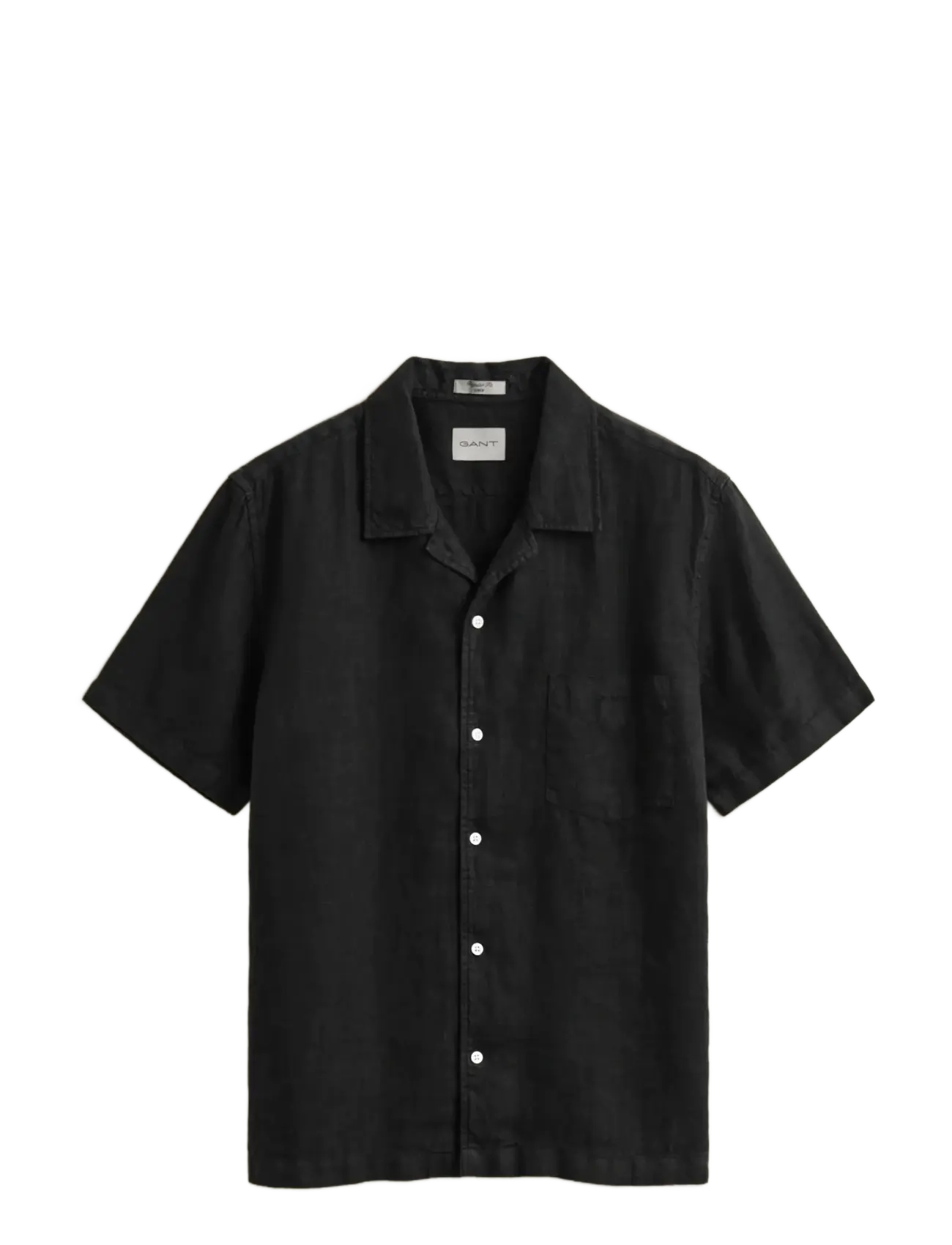 Gant REG GMNT DYED LINEN SS CAMP SHIRT - Kleidung - BLACK / black